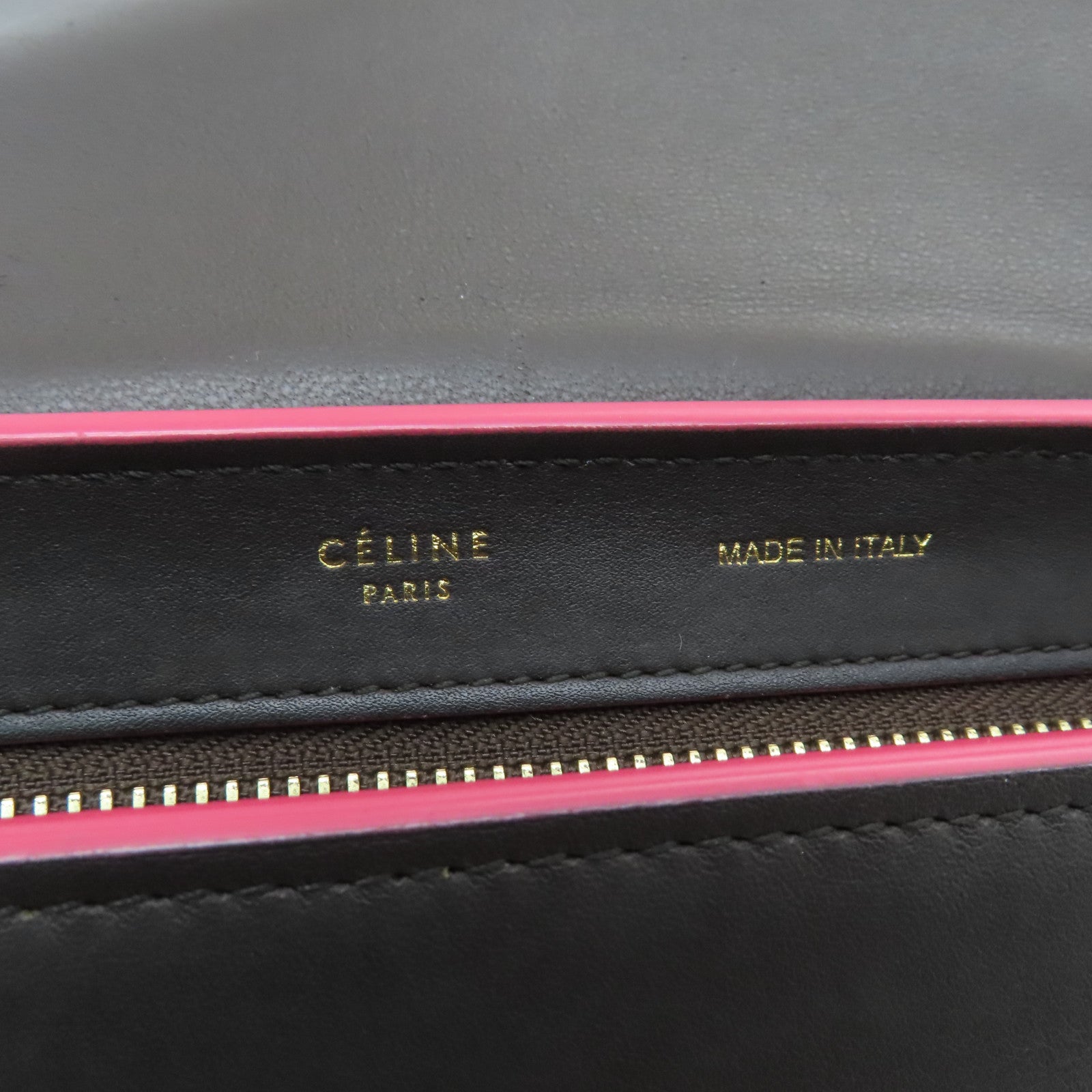 CELINE 牛皮皮革Trapeze金扣肩背袋啡色