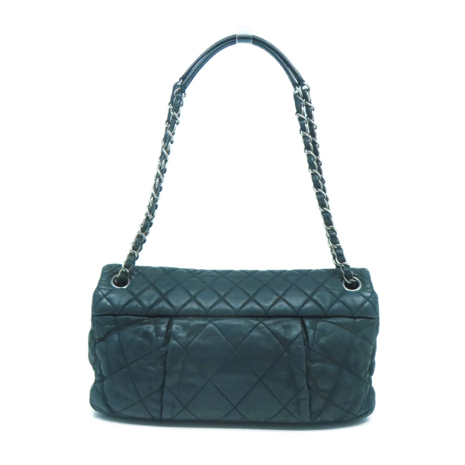 CHANEL 【激減優惠】牛皮皮革Chain Shoulder銀扣肩背袋黑色