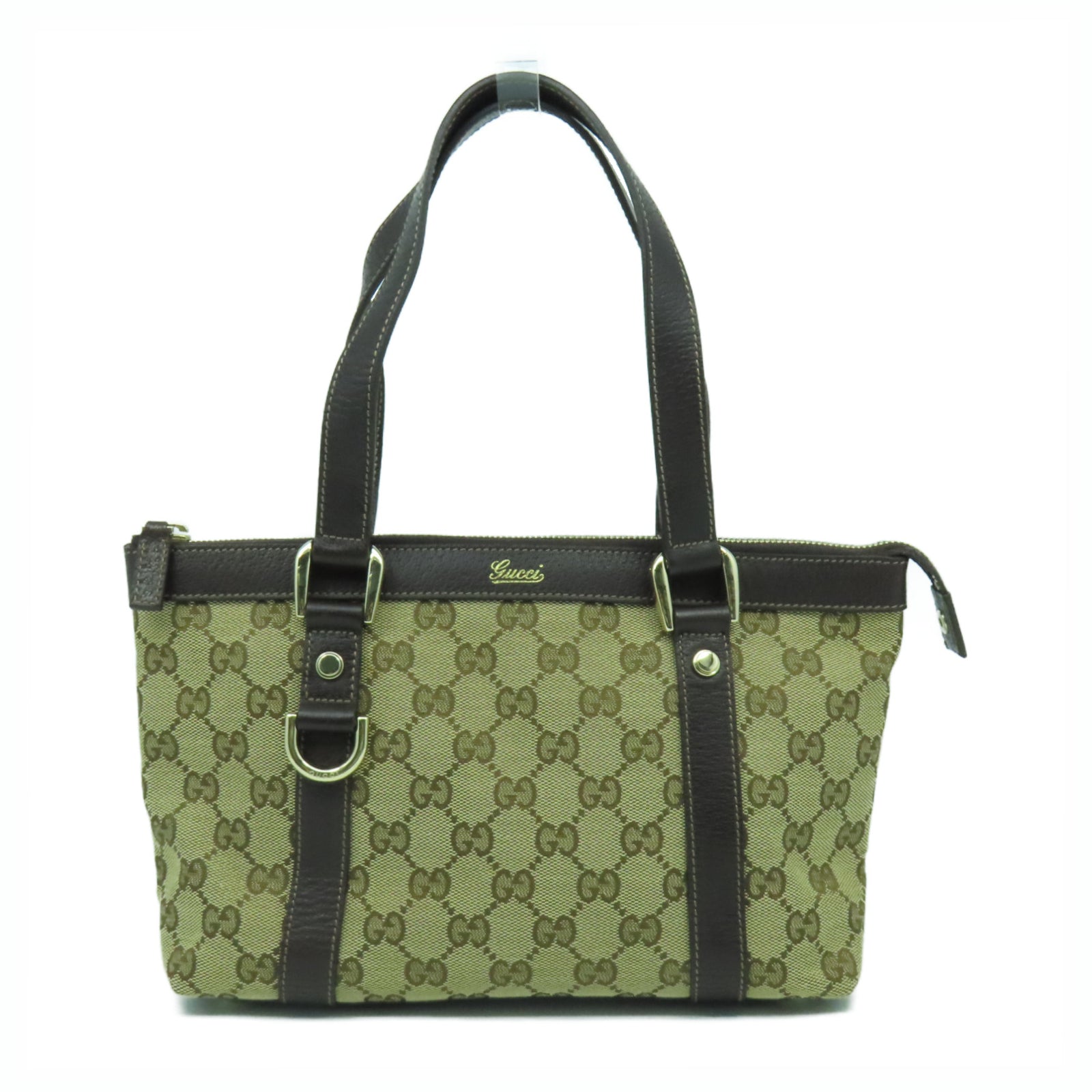 GUCCI 帆布Hand Bag金扣手挽袋啡色