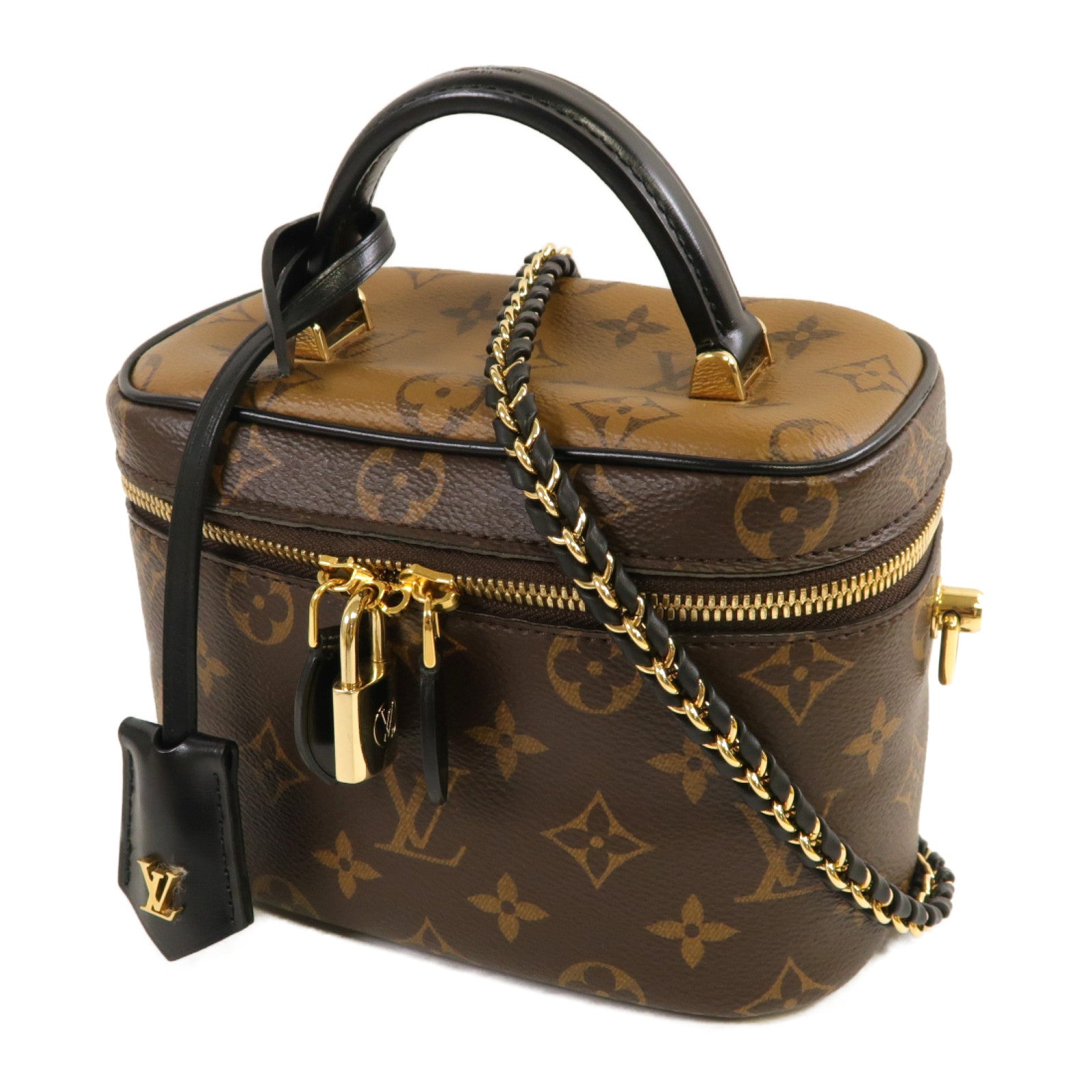 LOUIS VUITTON Monogram Vanity PM金扣手挽肩背兩用袋啡色