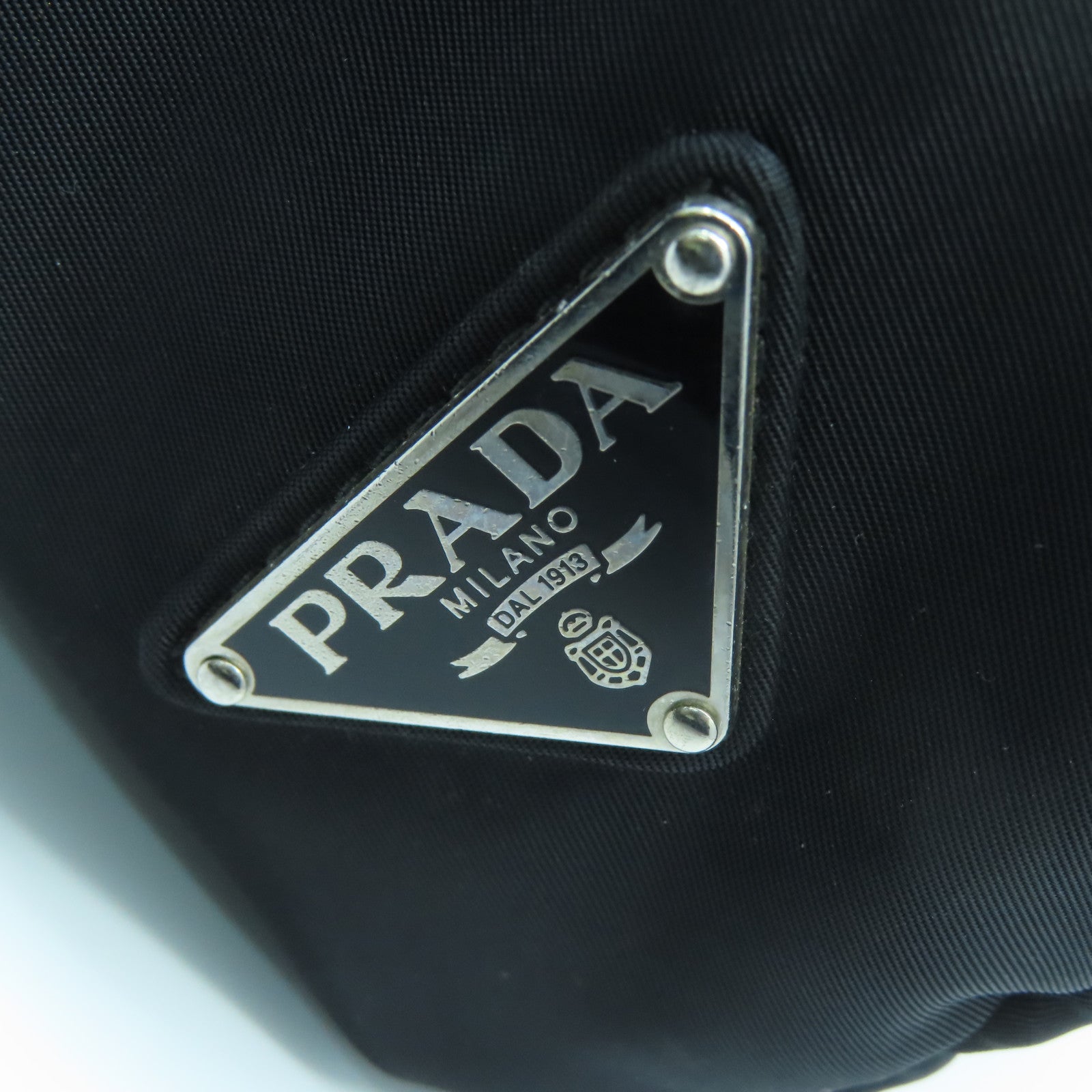 PRADA Nylon Backpack Silver Buckle Backpack Black