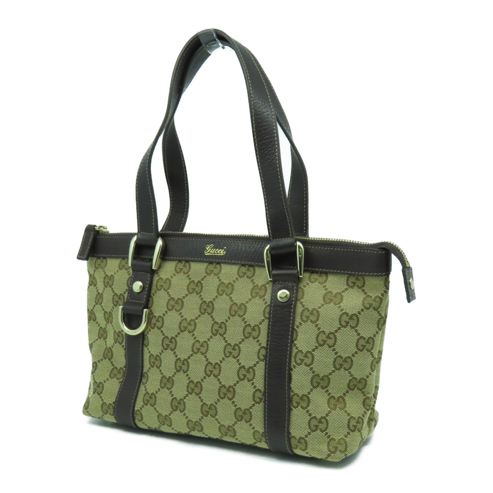 GUCCI 帆布Hand Bag金扣手挽袋啡色
