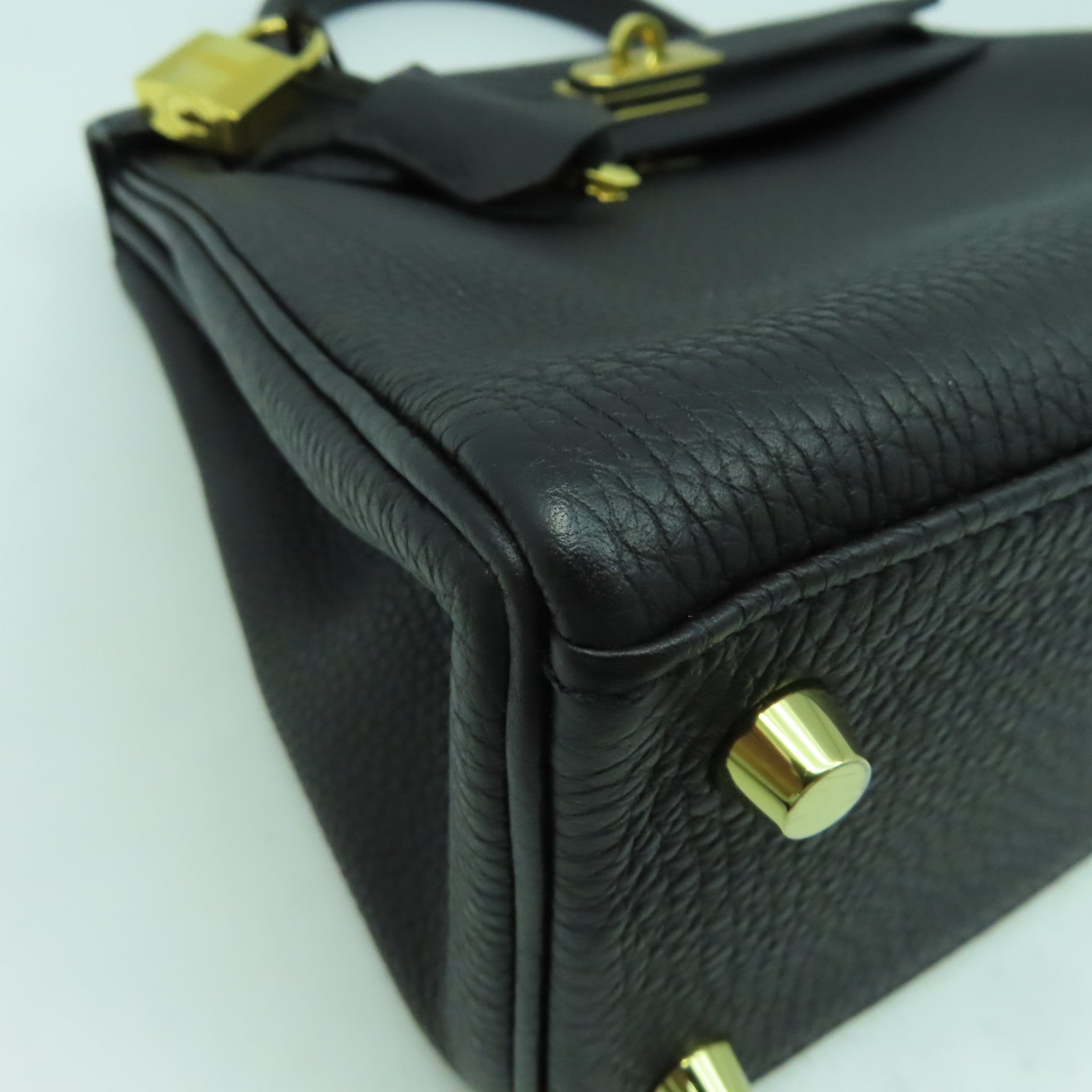 HERMES Togo皮革Kelly 25金扣手挽肩背兩用袋Noir黑色