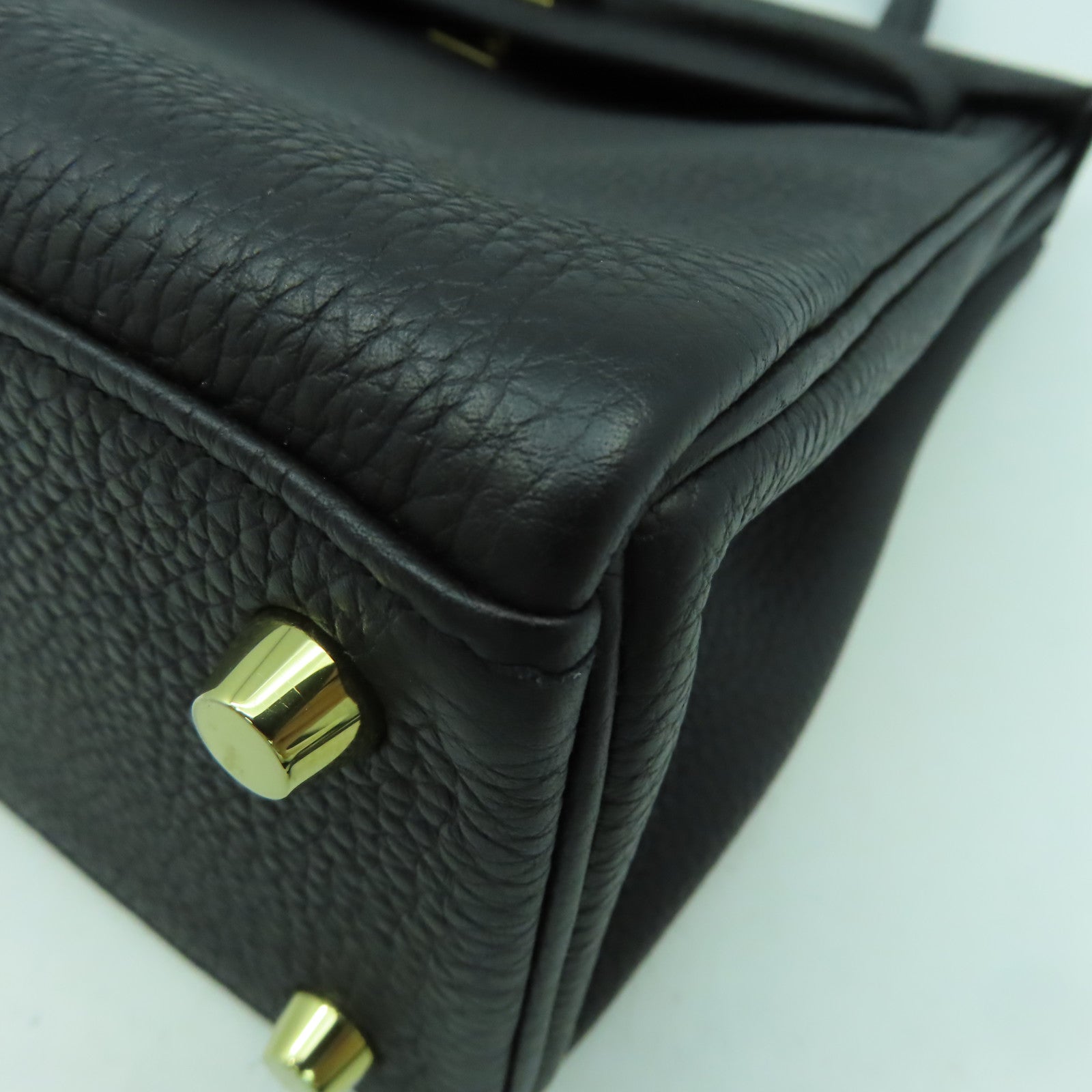 HERMES Togo皮革Kelly 25金扣手挽肩背兩用袋Noir黑色