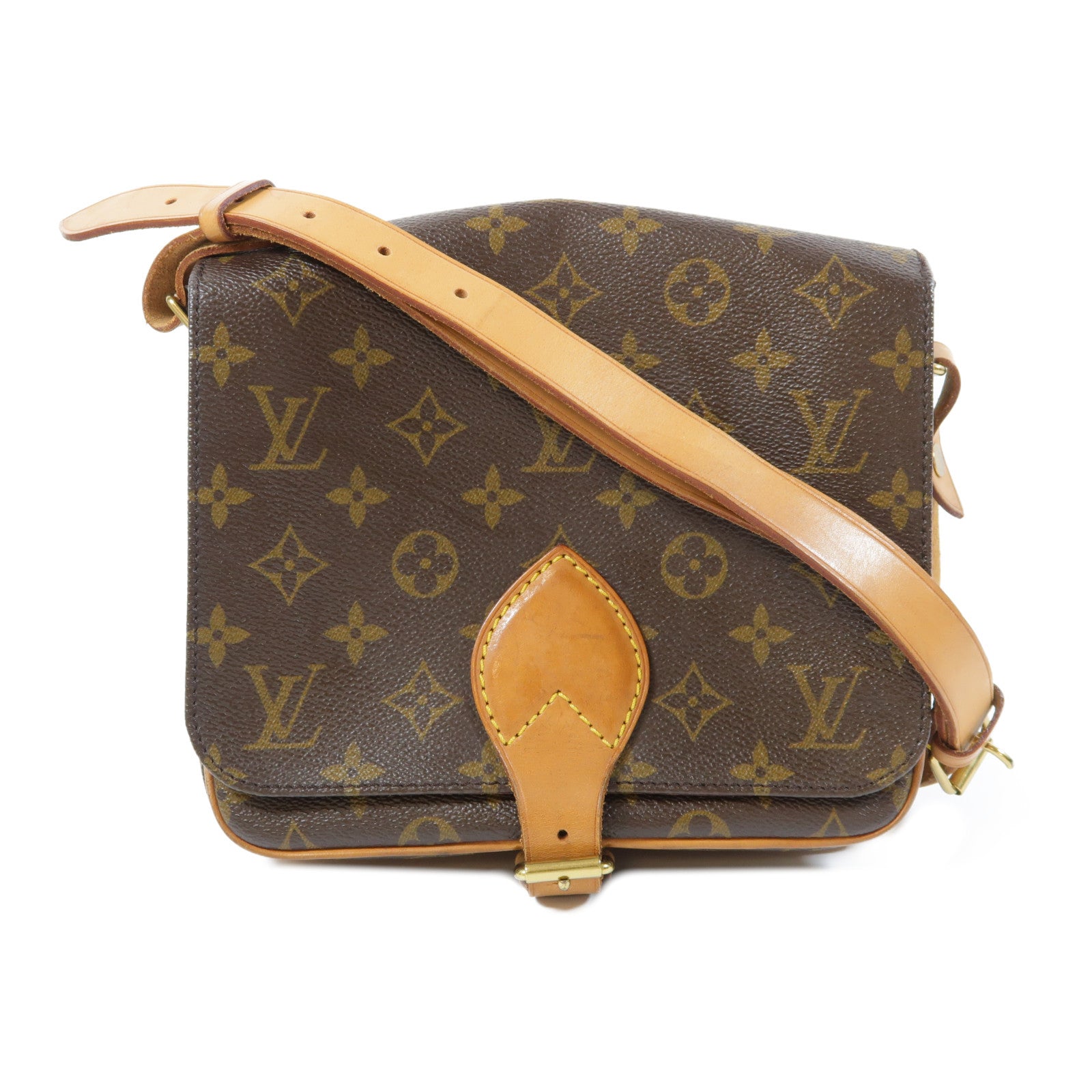 LOUIS VUITTON Monogram Cartouchiere金扣肩背袋啡色