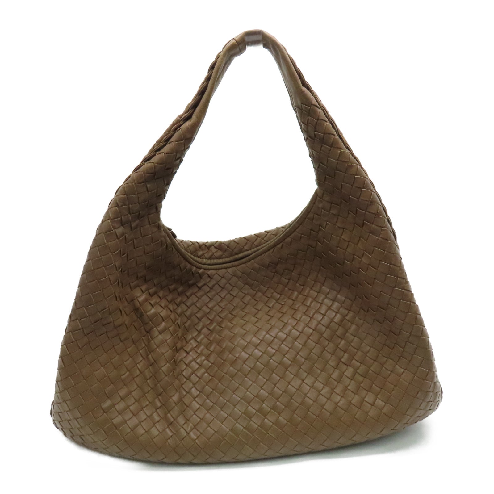BOTTEGA VENETA 羊皮皮革Shoulder Bag銀扣肩背袋淺啡色