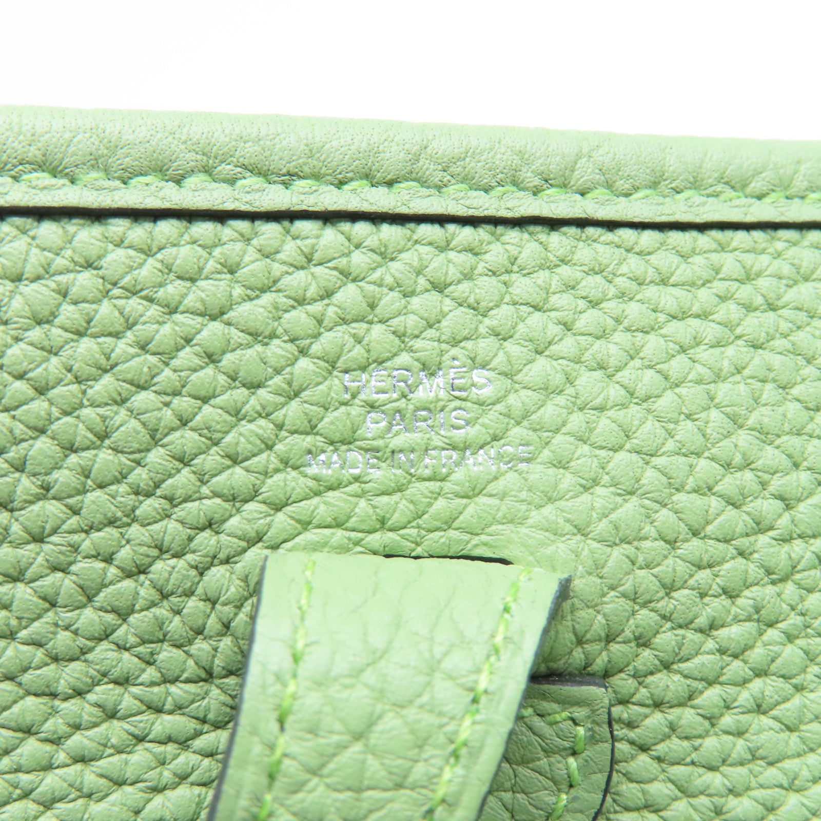 HERMES Clemence皮革Evelyne TPM銀扣肩背袋綠色