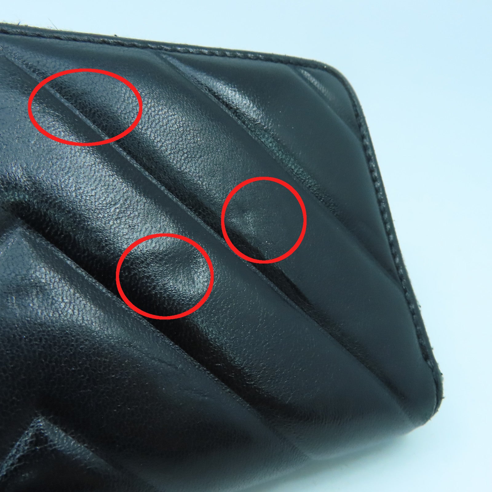 CHANEL 斜紋牛皮皮革Card Case銀扣卡片套黑色