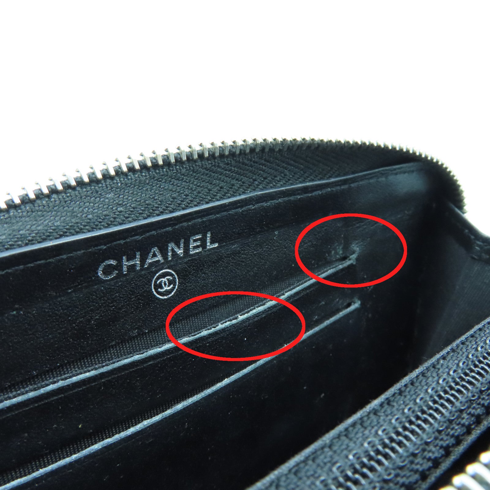 CHANEL 斜紋牛皮皮革Card Case銀扣卡片套黑色