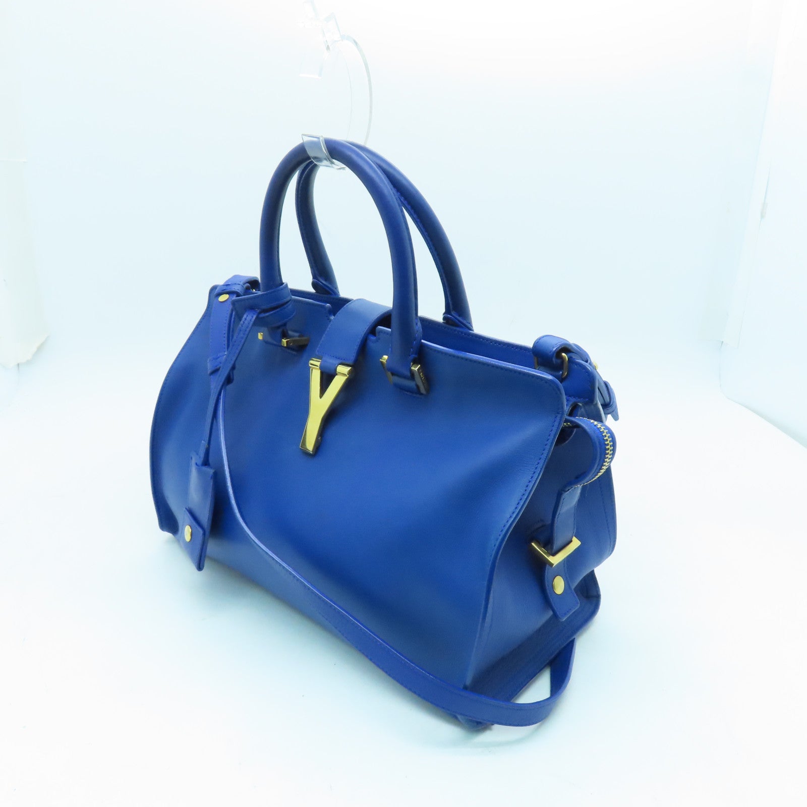 SAINT LAURENT 【激減優惠】牛皮皮革2 Way Shoulder Bag金扣手挽肩背兩用袋藍色