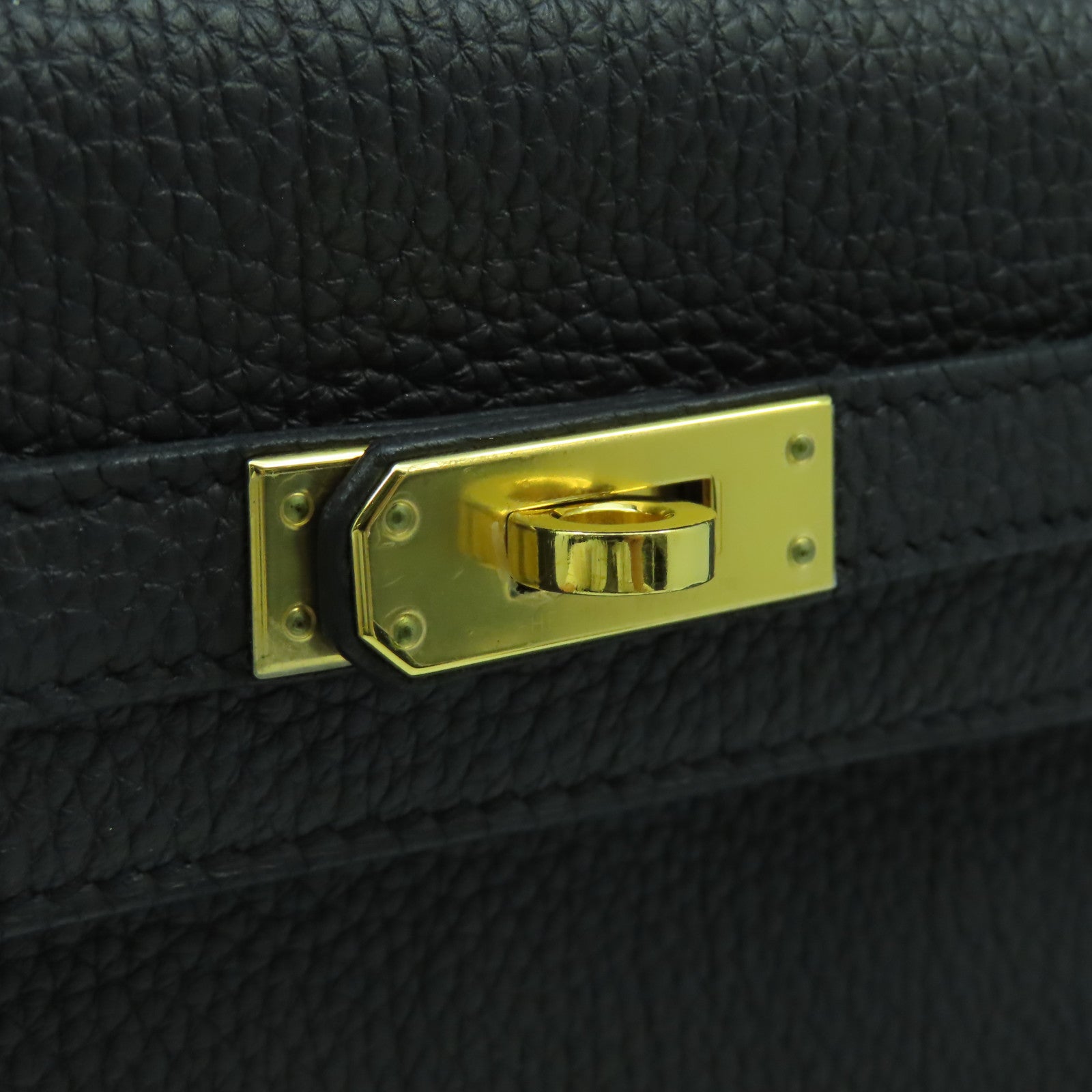 HERMES Togo皮革Kelly 25金扣手挽肩背兩用袋Noir黑色