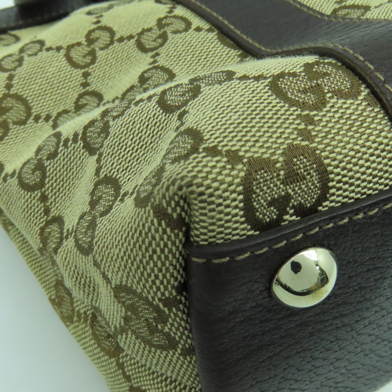 GUCCI 帆布Hand Bag金扣手挽袋啡色