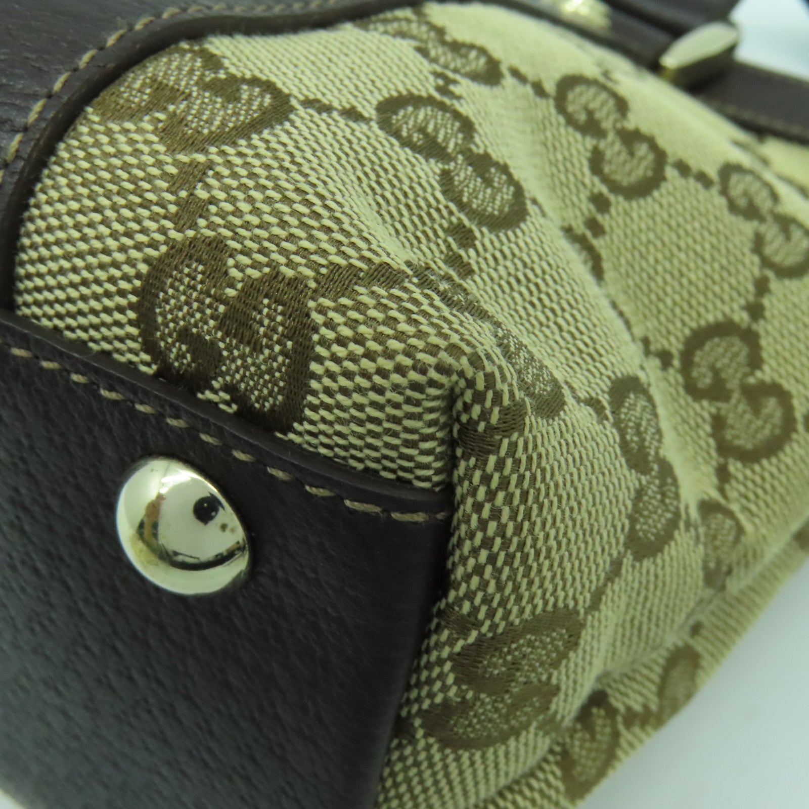 GUCCI 帆布Hand Bag金扣手挽袋啡色