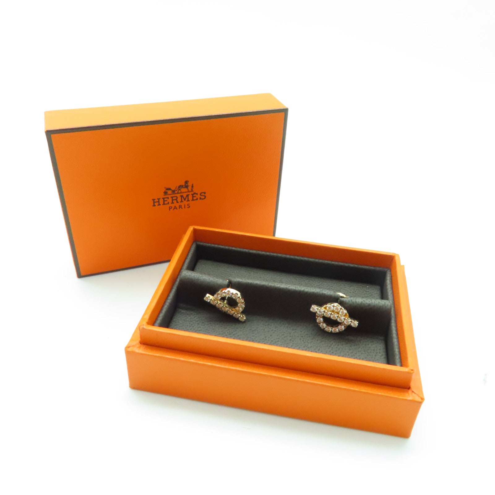HERMES 18K玫瑰金Finesse Earrings 0.92ct钻石耳环