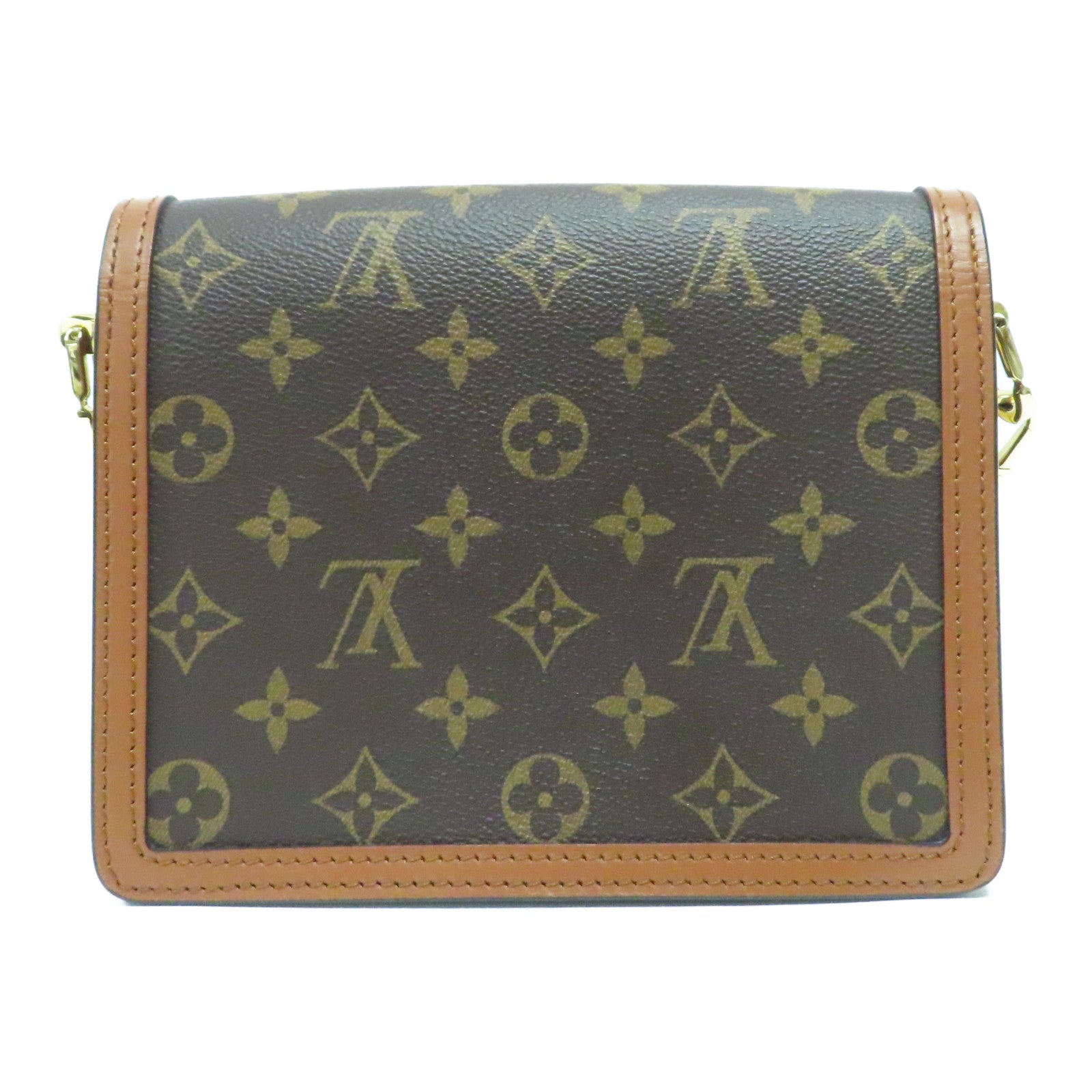 LOUIS VUITTON Monogram Reverse Mini Dauphine金扣肩背袋啡色