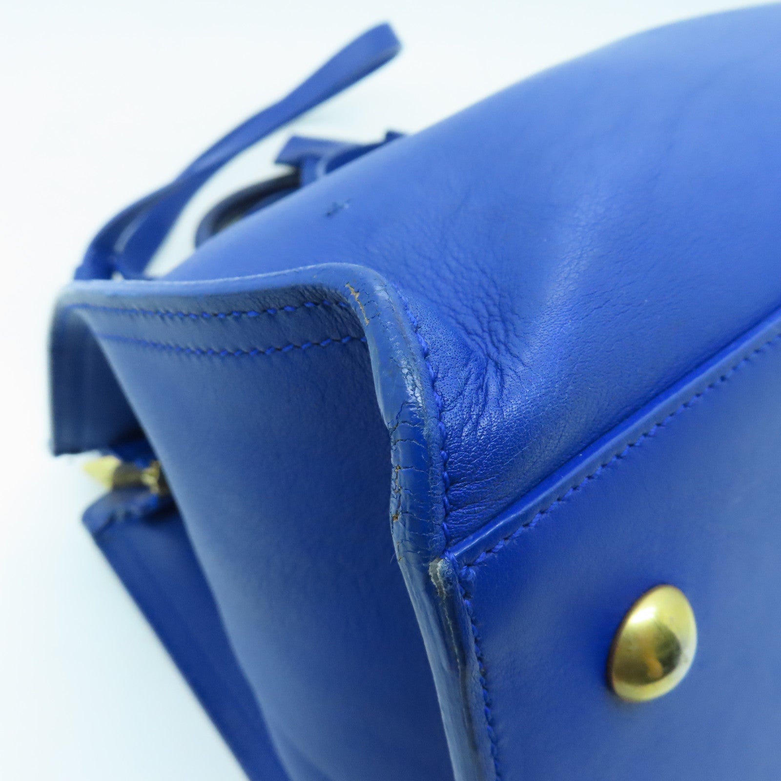 SAINT LAURENT 【激減優惠】牛皮皮革2 Way Shoulder Bag金扣手挽肩背兩用袋藍色