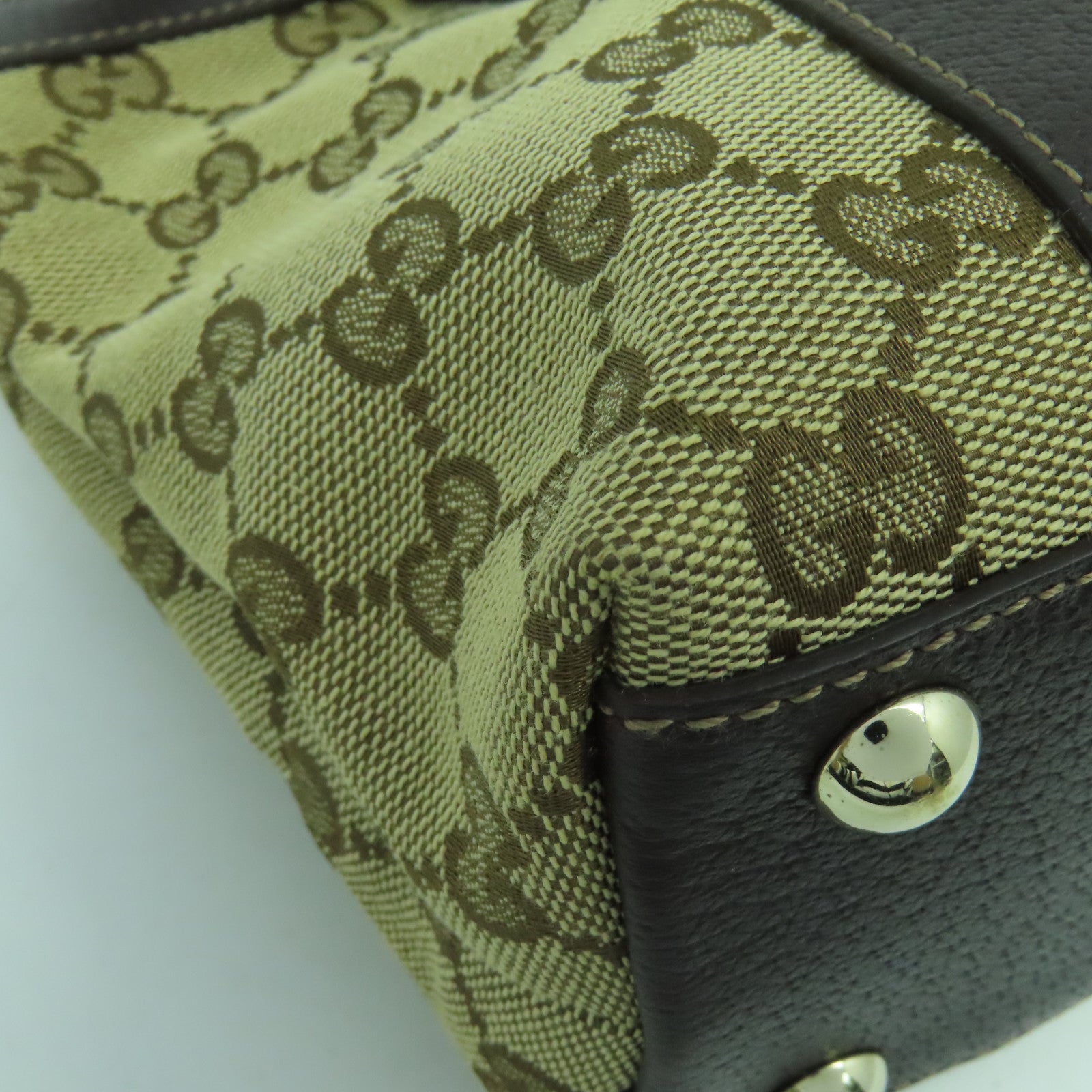 GUCCI 帆布Hand Bag金扣手挽袋啡色