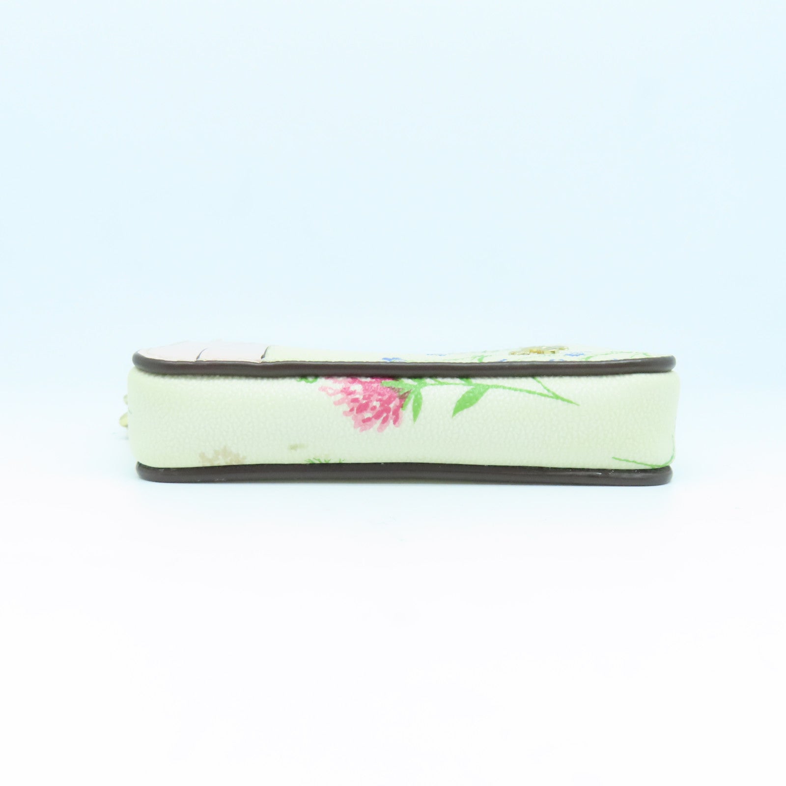 COACH Leather Card Case Gold Buckle White/Pink