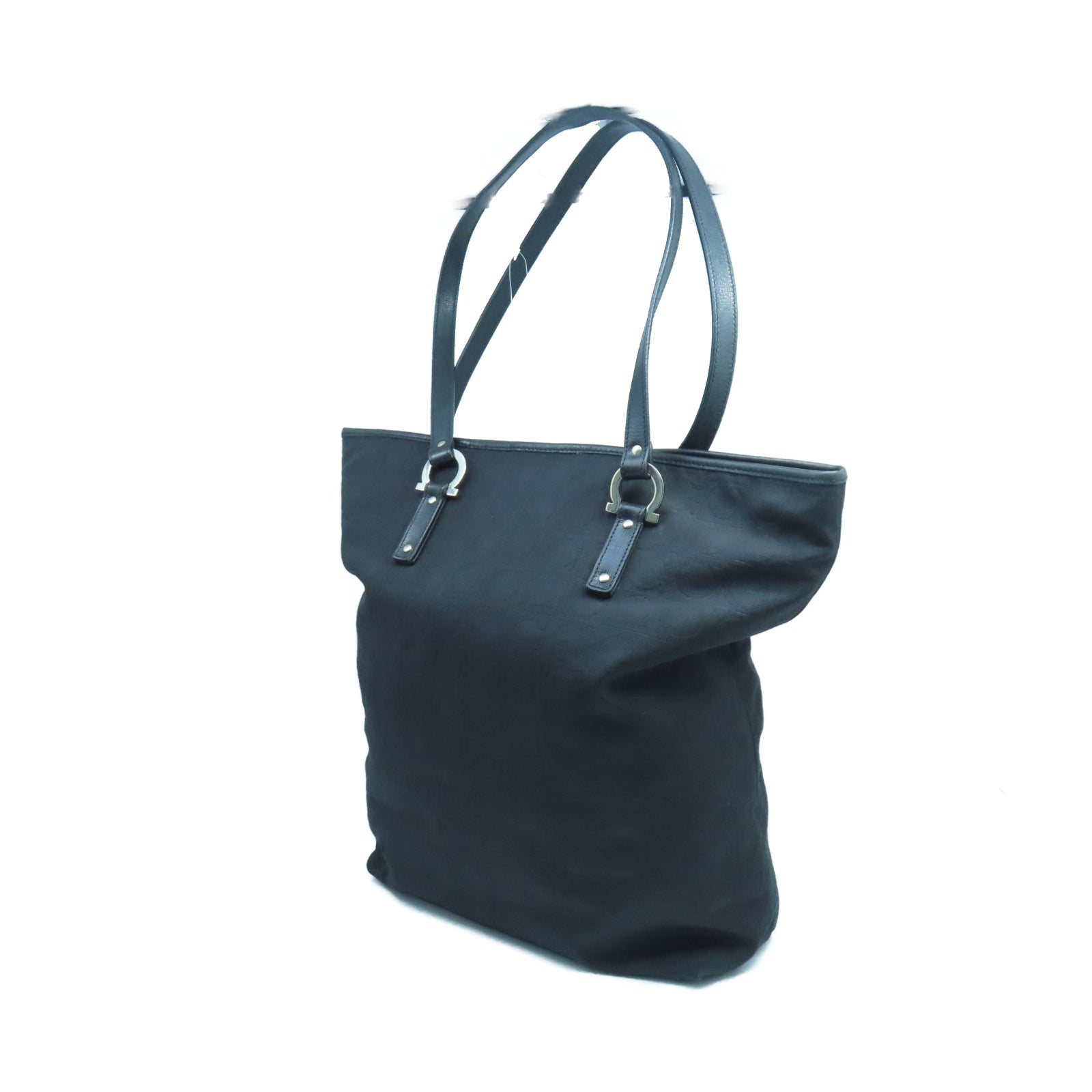 Salvatore Ferragamo 【激減優惠】帆布Tote Bag銀扣手挽袋黑色