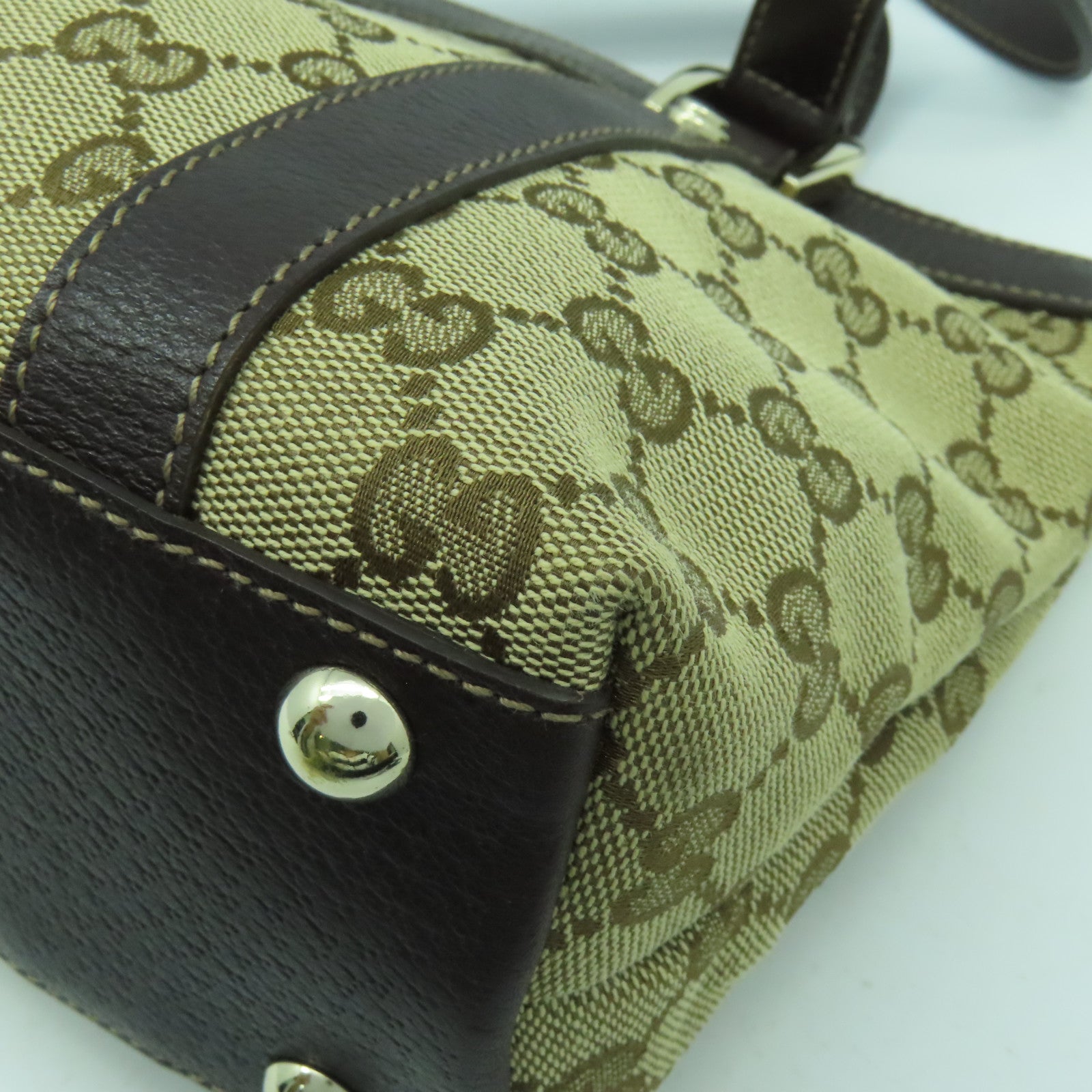 GUCCI 帆布Hand Bag金扣手挽袋啡色