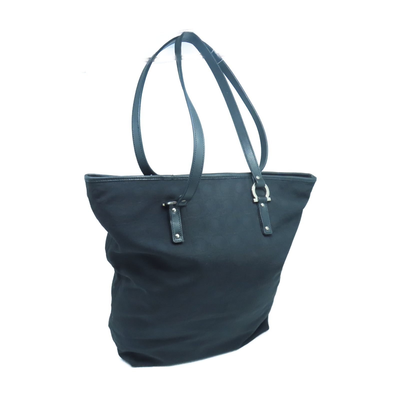 Salvatore Ferragamo 【激減優惠】帆布Tote Bag銀扣手挽袋黑色