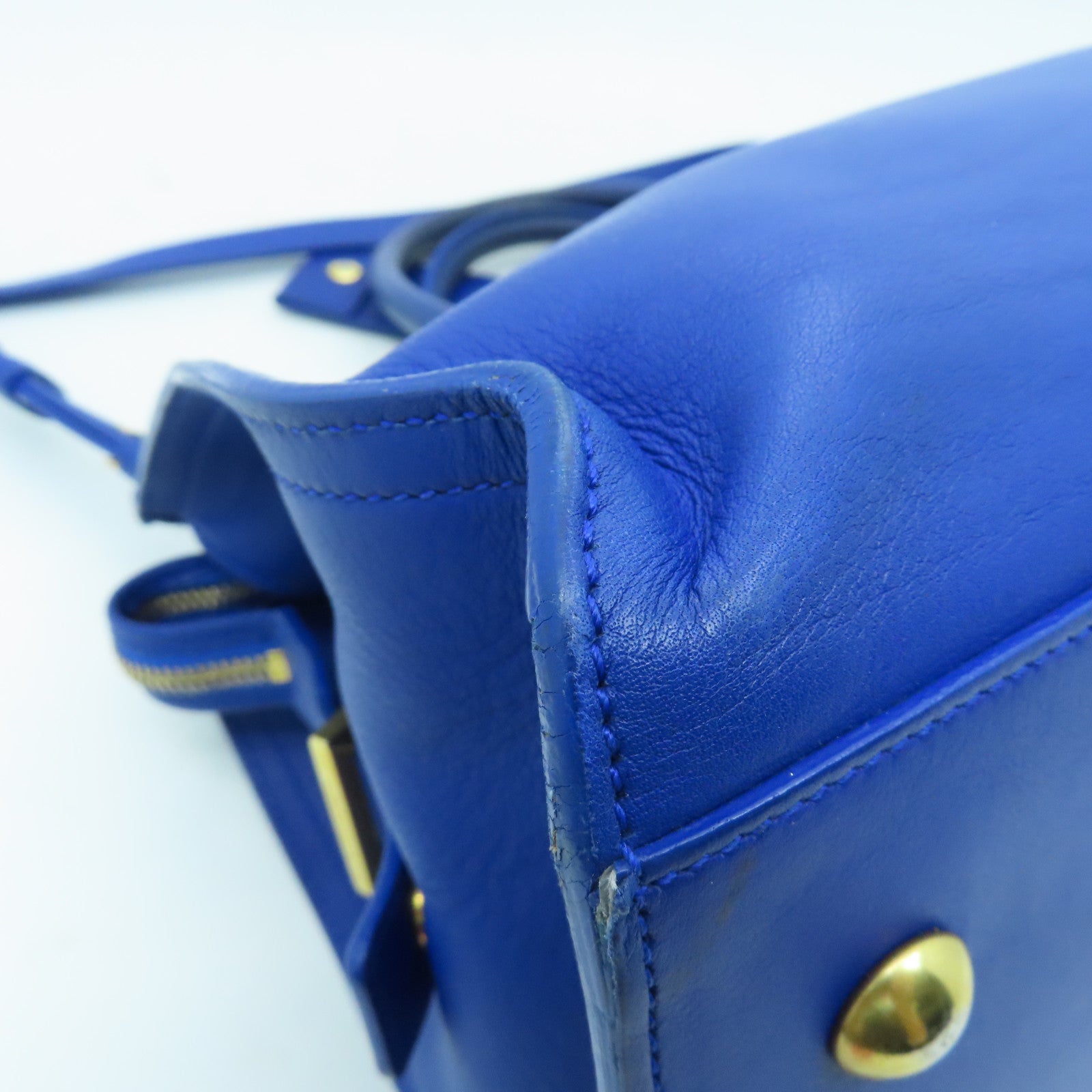 SAINT LAURENT 【激減優惠】牛皮皮革2 Way Shoulder Bag金扣手挽肩背兩用袋藍色