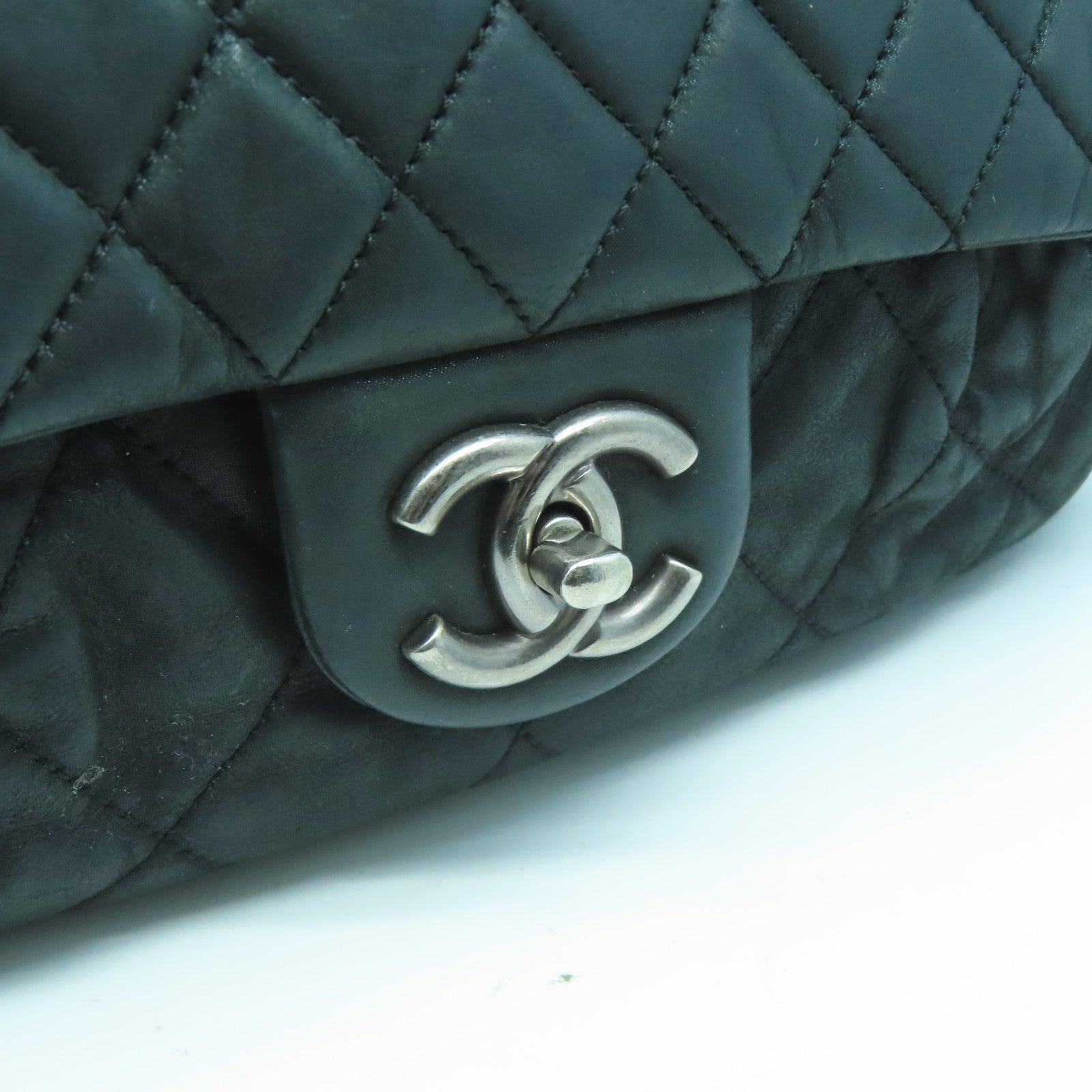 CHANEL 【激減優惠】牛皮皮革Chain Shoulder銀扣肩背袋黑色