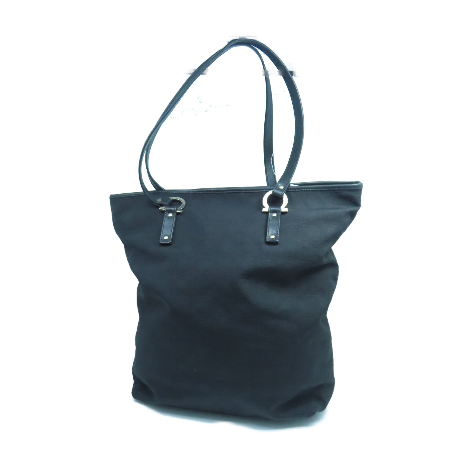 Salvatore Ferragamo 【激減優惠】帆布Tote Bag銀扣手挽袋黑色