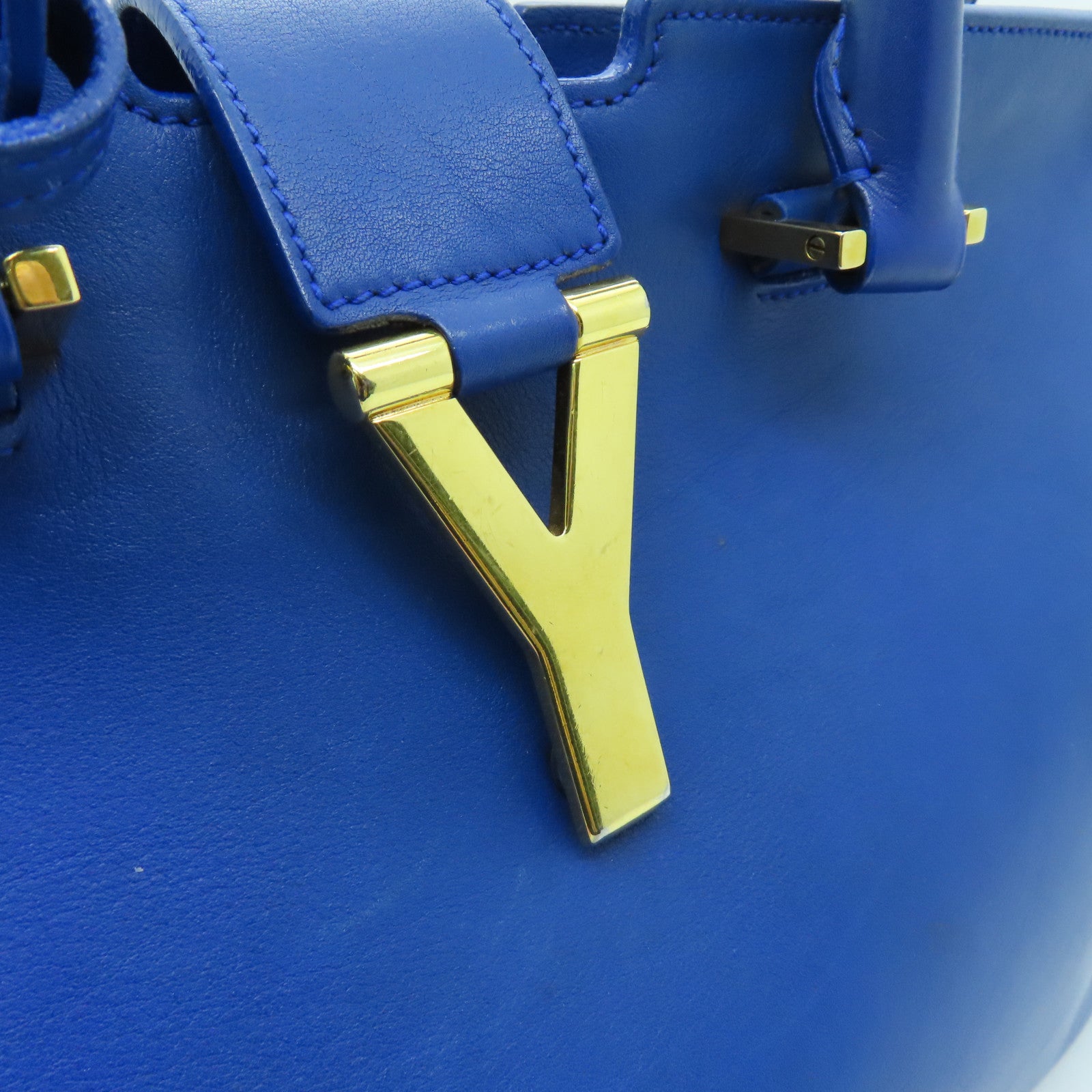 SAINT LAURENT 【激減優惠】牛皮皮革2 Way Shoulder Bag金扣手挽肩背兩用袋藍色