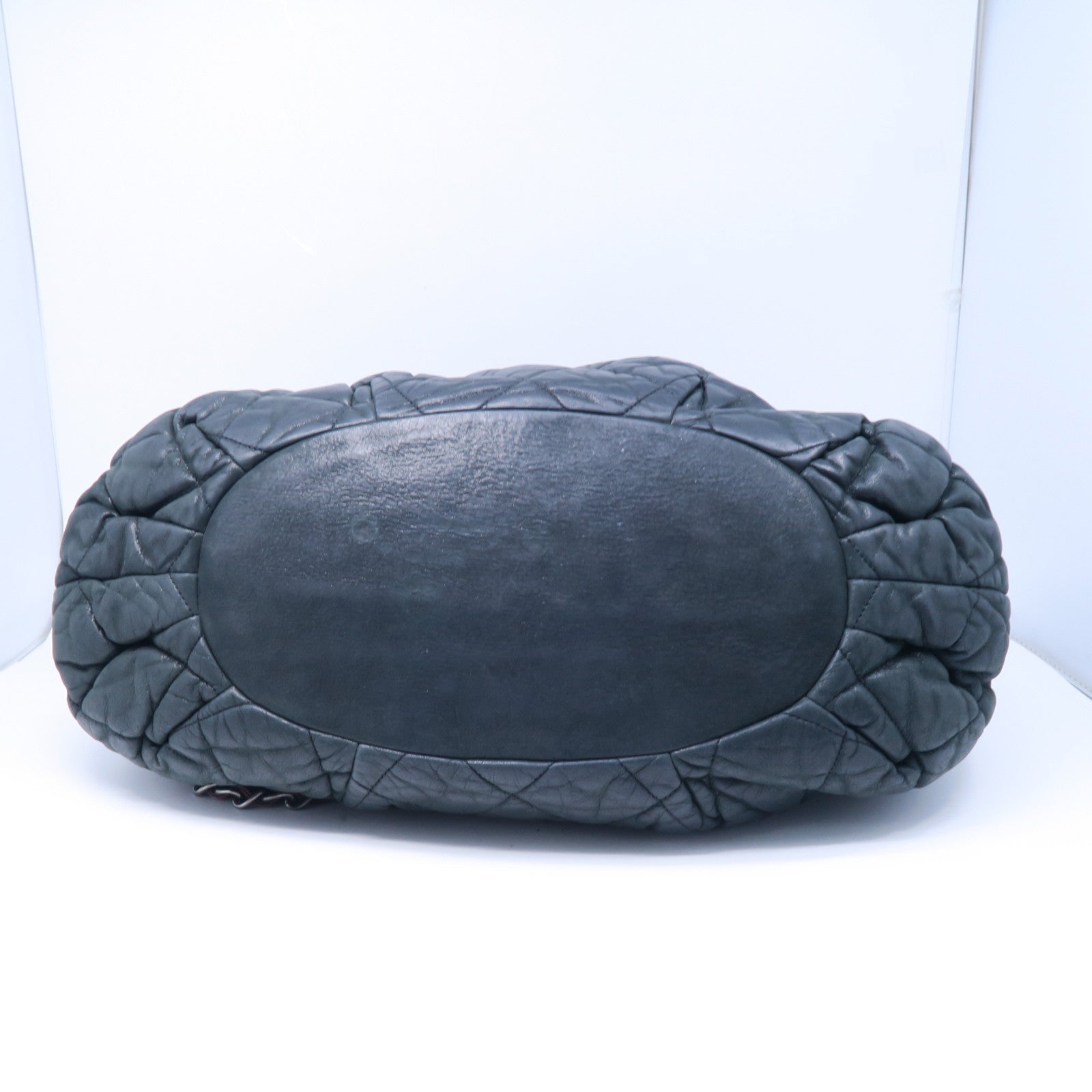 CHANEL 菱格牛皮皮革2 Way Shoulder Bag銀扣鏈帶肩背袋黑色/灰色