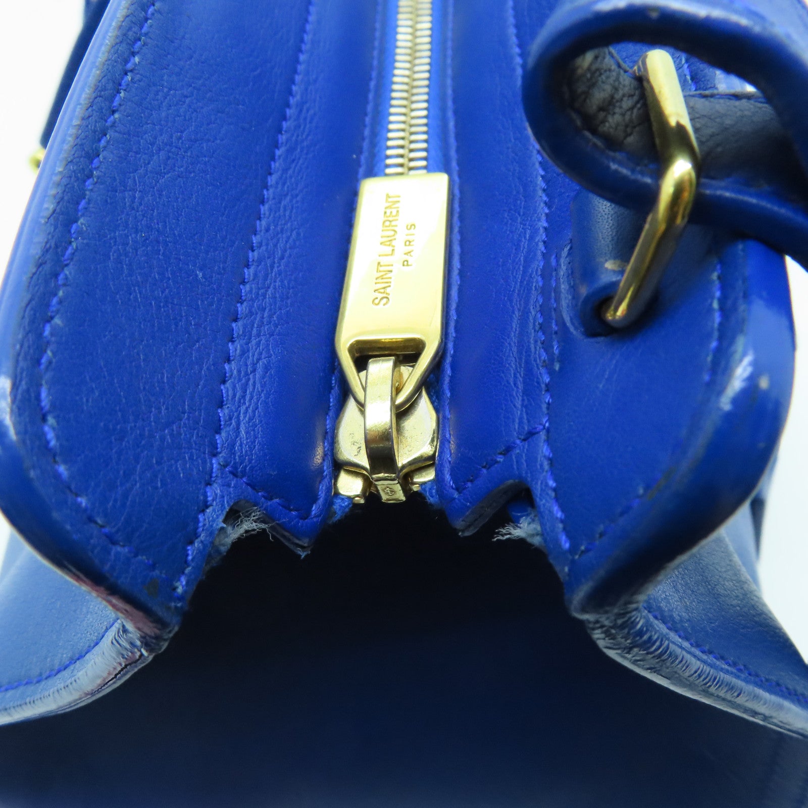 SAINT LAURENT 【激減優惠】牛皮皮革2 Way Shoulder Bag金扣手挽肩背兩用袋藍色