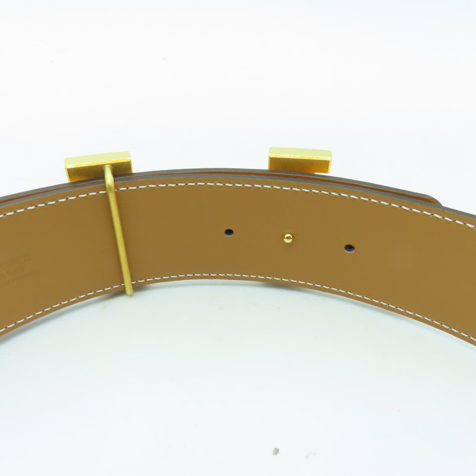 HERMES Epsom皮革Big H Belt 90x4.2cm金扣皮帶黃色