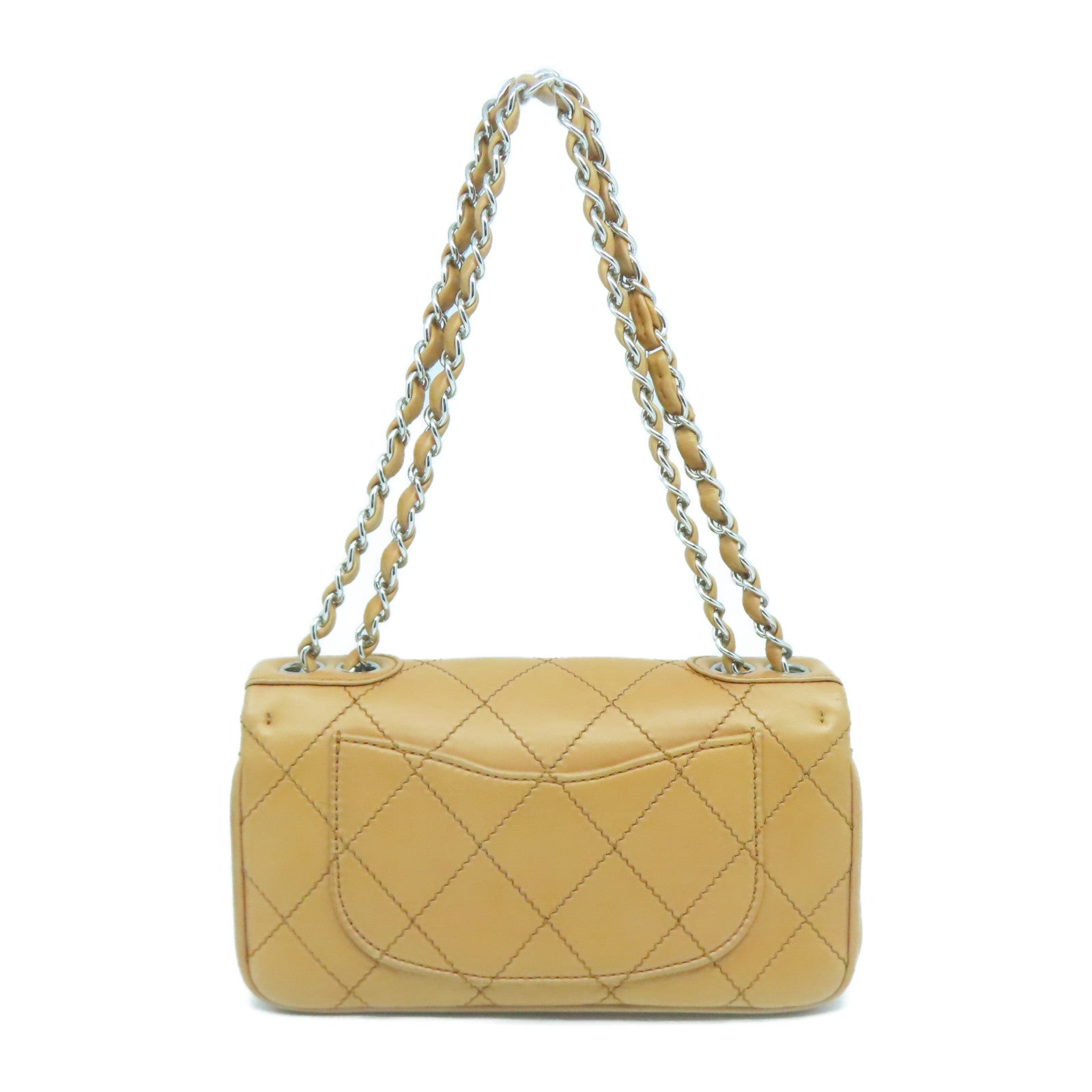 CHANEL 【激減優惠】牛皮皮革Chain Shoulder銀扣肩背袋啡色