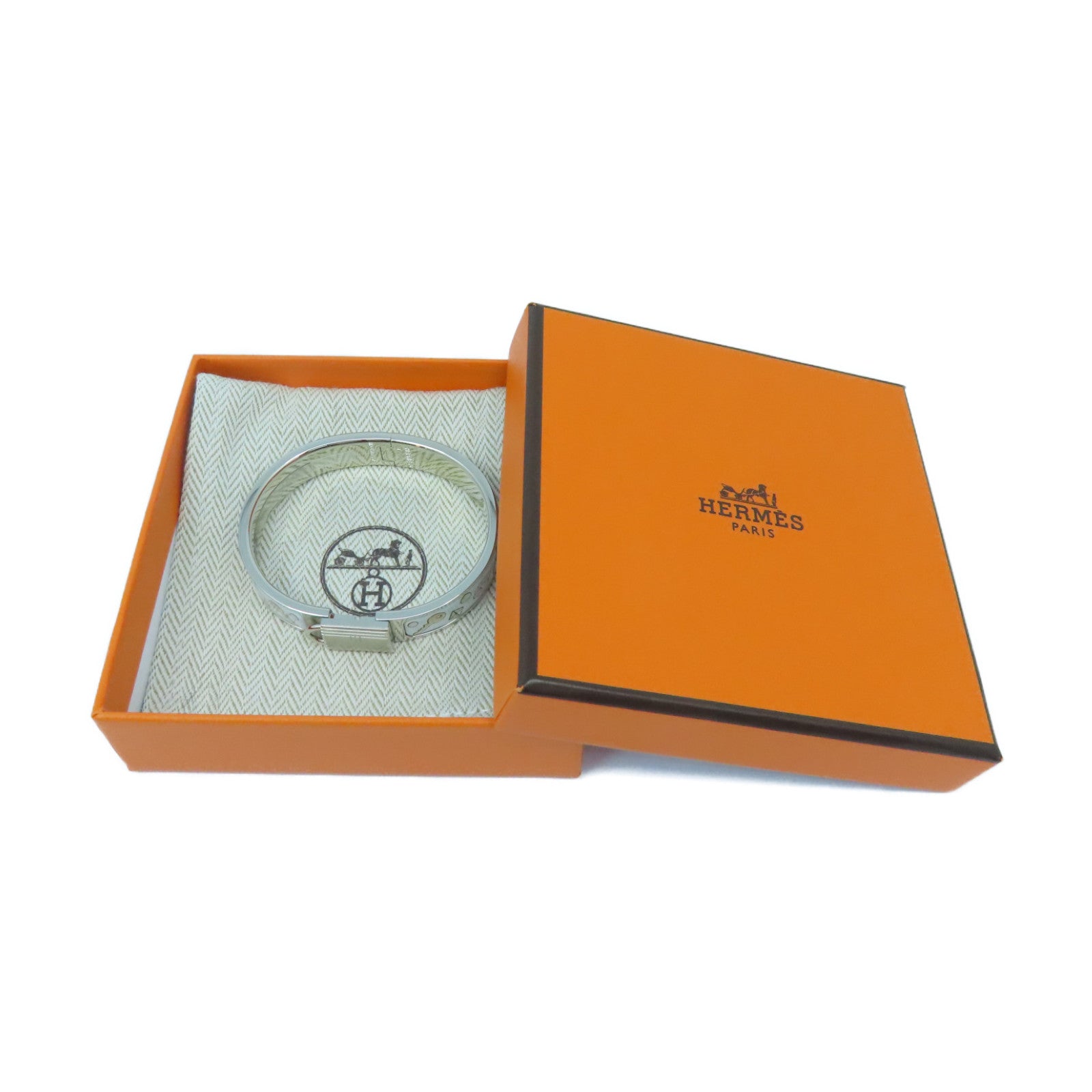 HERMES 琺瑯/金屬Bangle手鐲淺藍色/銀色/彩色