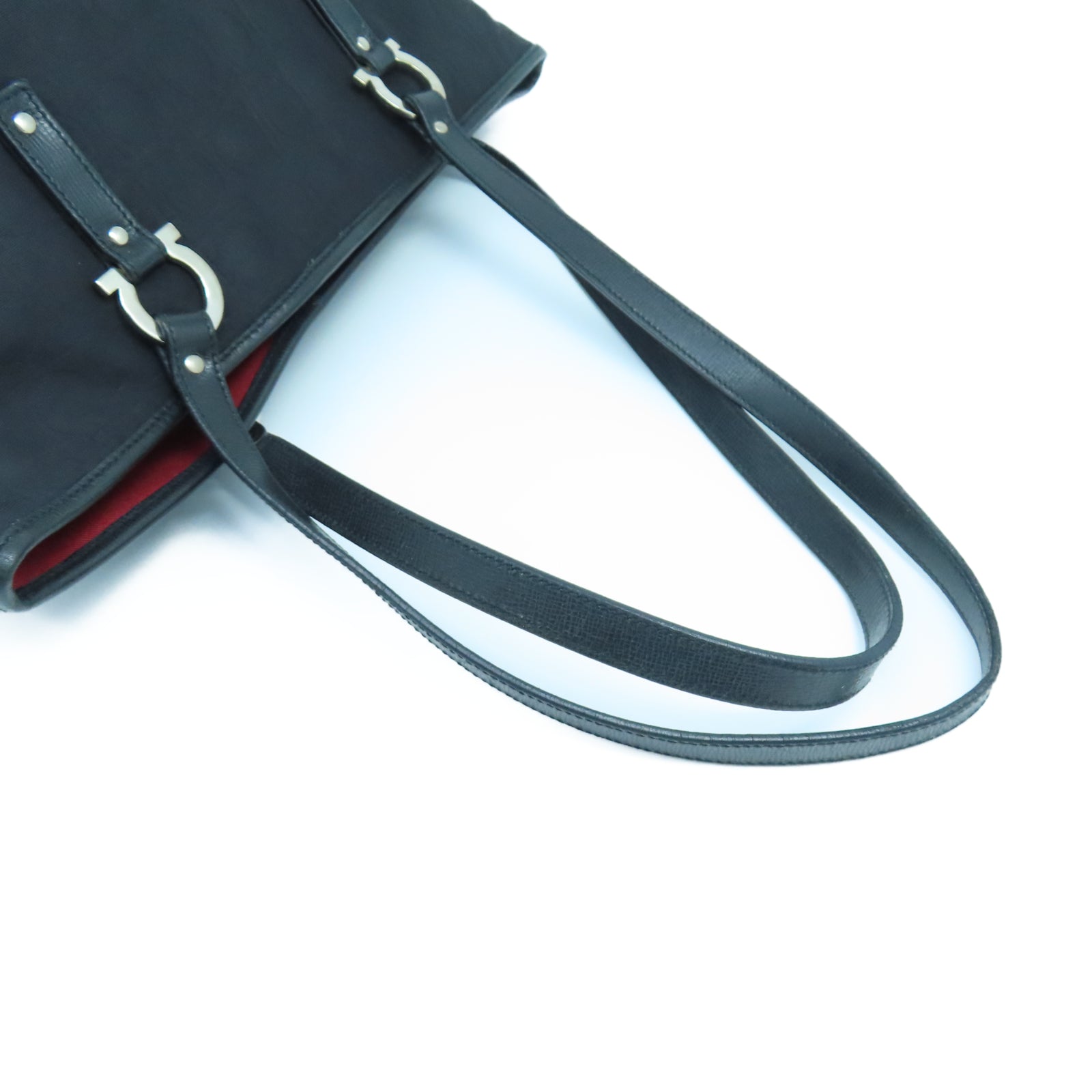 Salvatore Ferragamo 【激減優惠】帆布Tote Bag銀扣手挽袋黑色