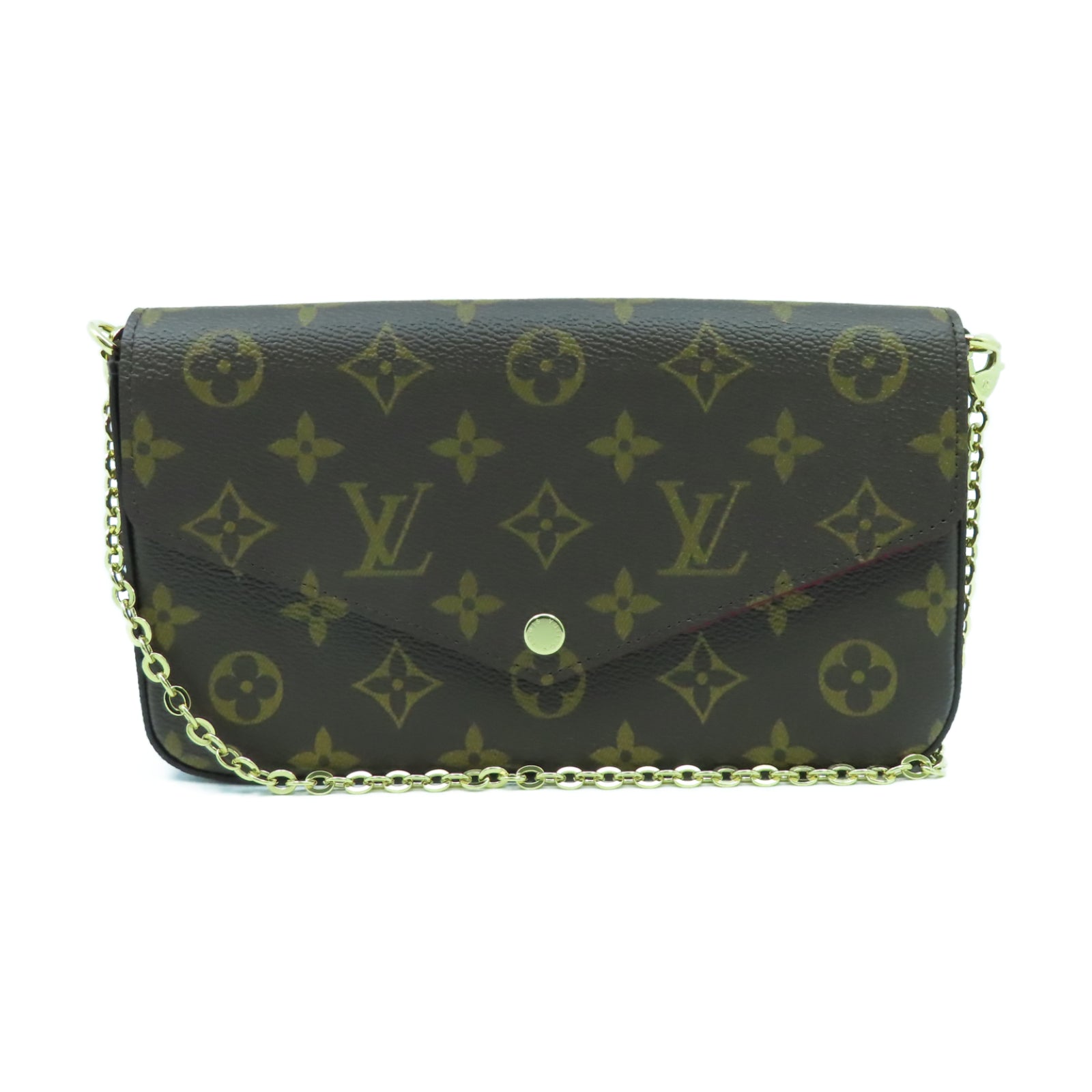 LOUIS VUITTON Monogram Felicie Pochette金扣鏈帶肩背袋啡色