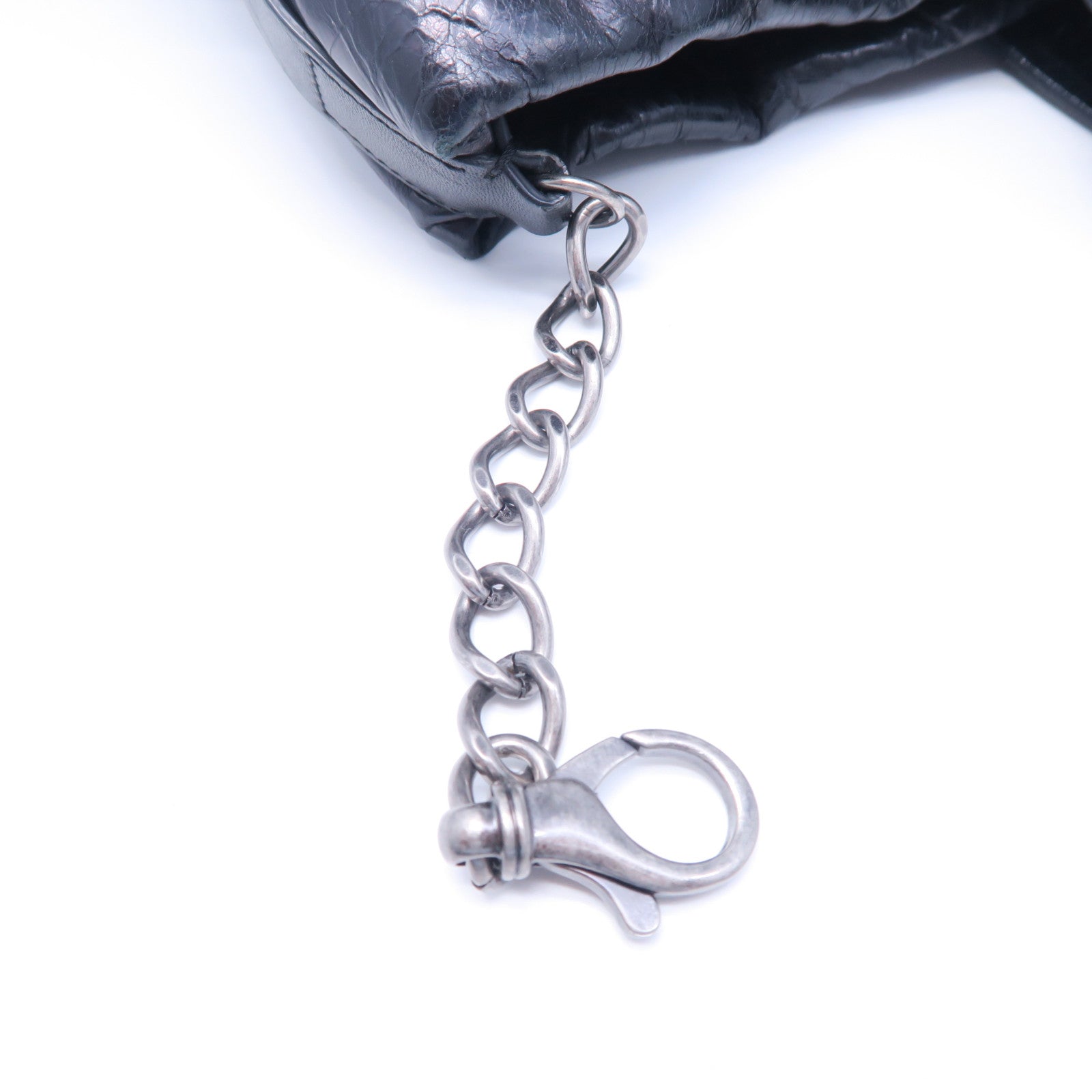CHANEL 菱格牛皮皮革2 Way Shoulder Bag銀扣鏈帶肩背袋黑色/灰色
