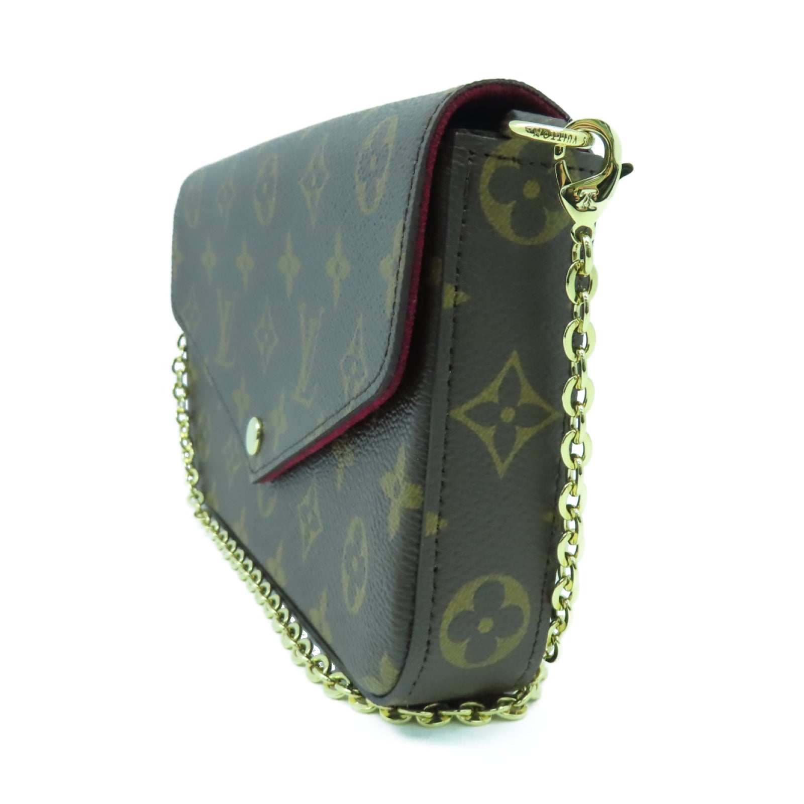 LOUIS VUITTON Monogram Felicie Pochette金扣鏈帶肩背袋啡色