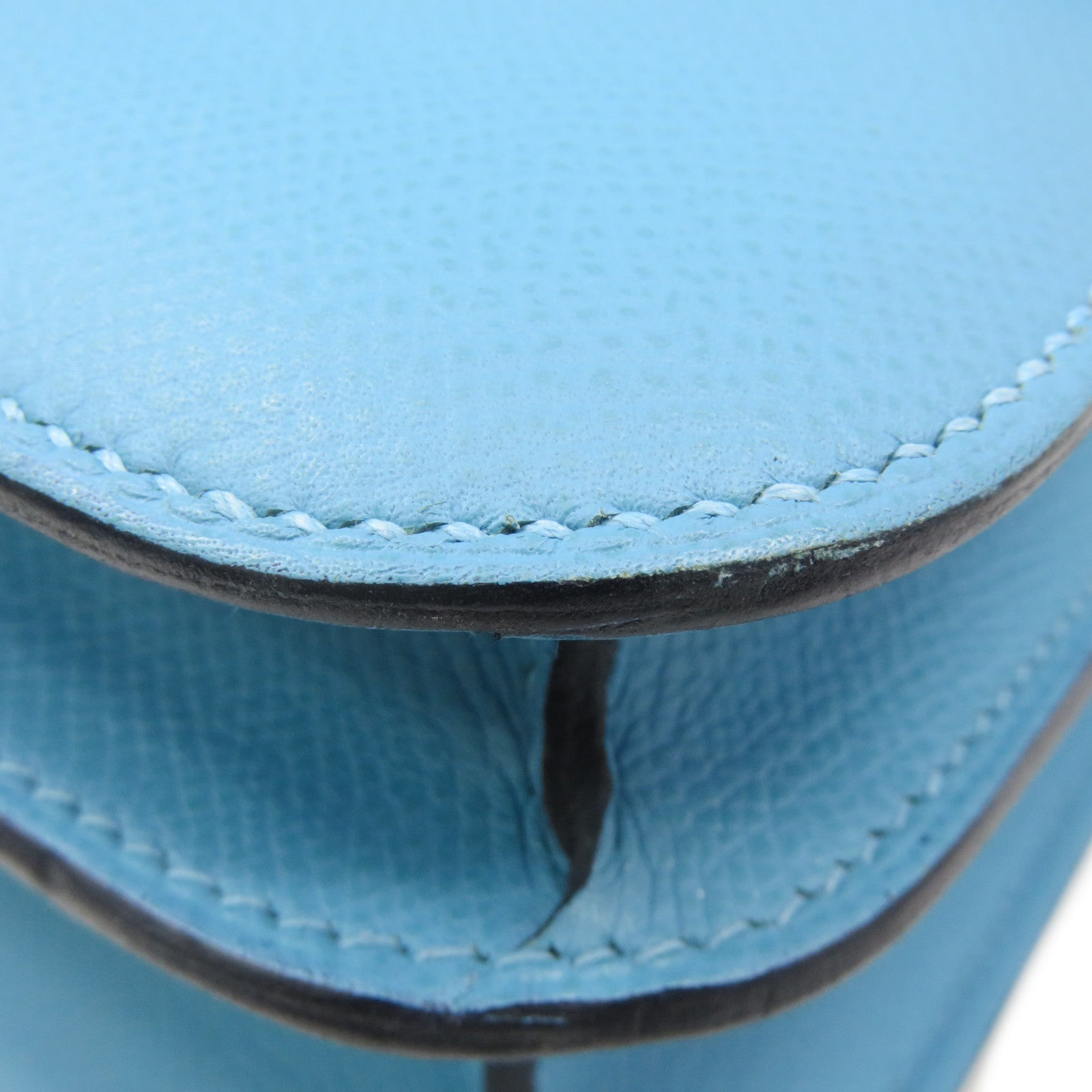 HERMES Epsom皮革Constance 24 Shoulder Bag银扣肩背袋Bleu De Nord蓝色