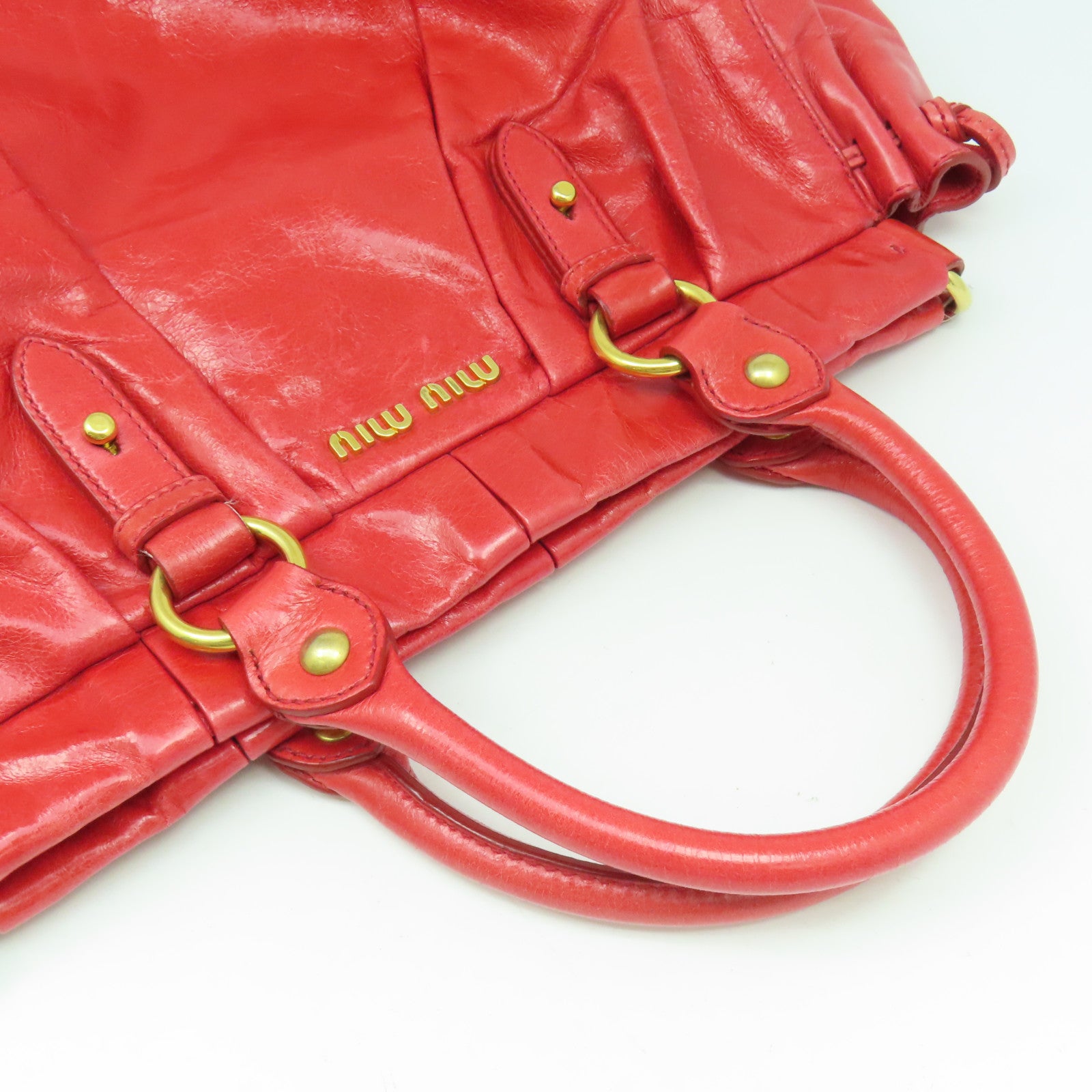 Miu Miu 牛皮皮革2 Way Shoulder Bag金扣手挽肩背兩用袋紅色