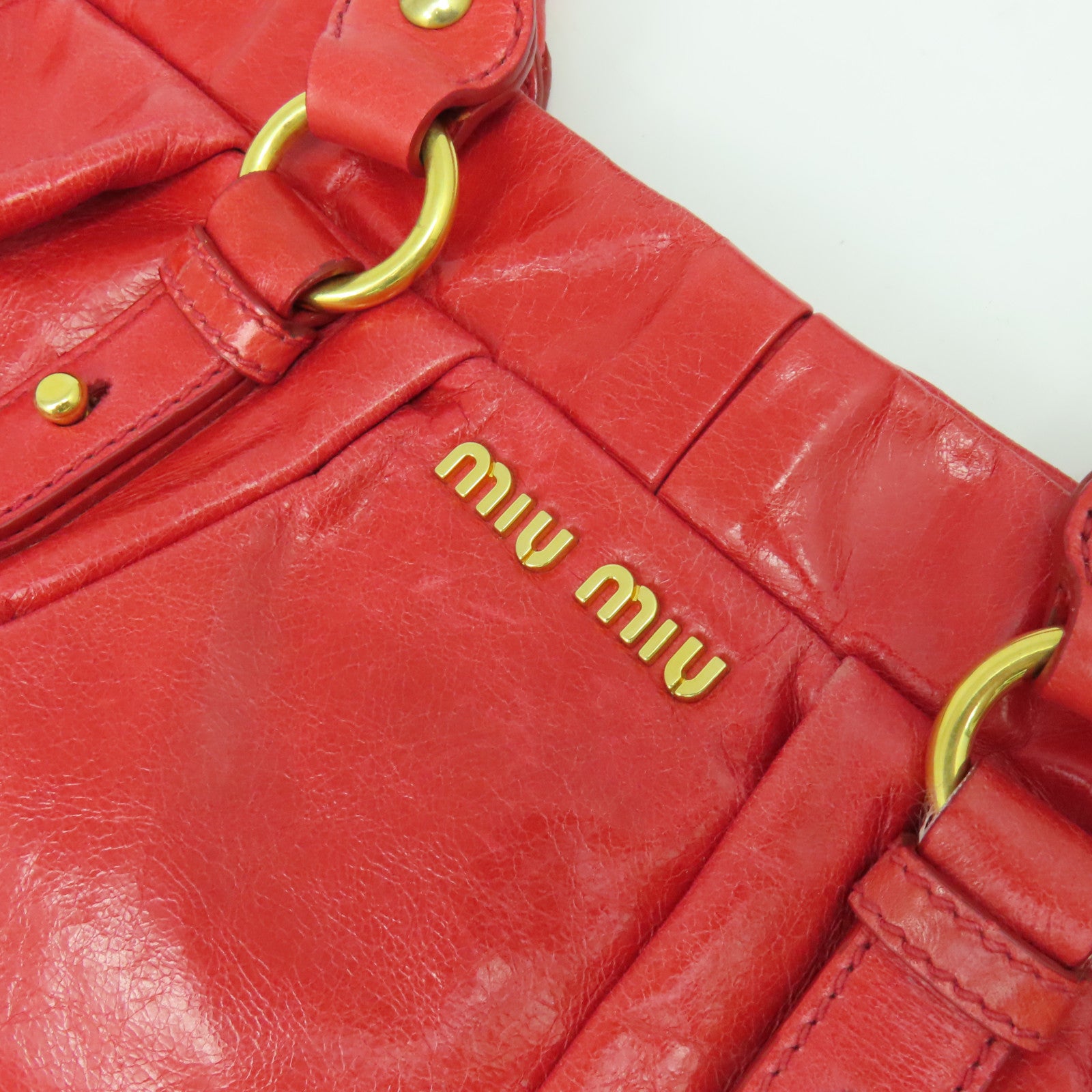 Miu Miu 牛皮皮革2 Way Shoulder Bag金扣手挽肩背兩用袋紅色
