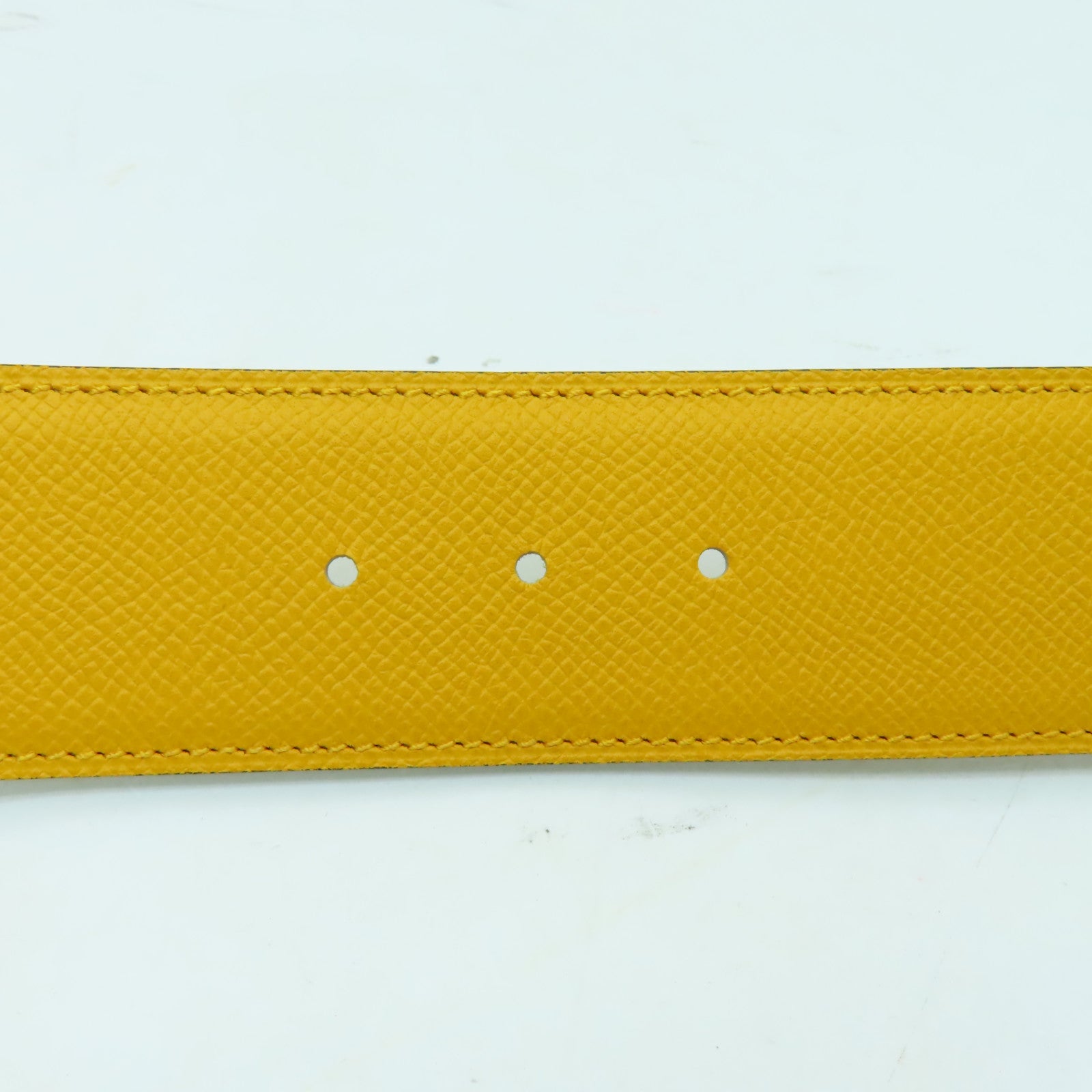 HERMES Epsom皮革Big H Belt 90x4.2cm金扣皮帶黃色