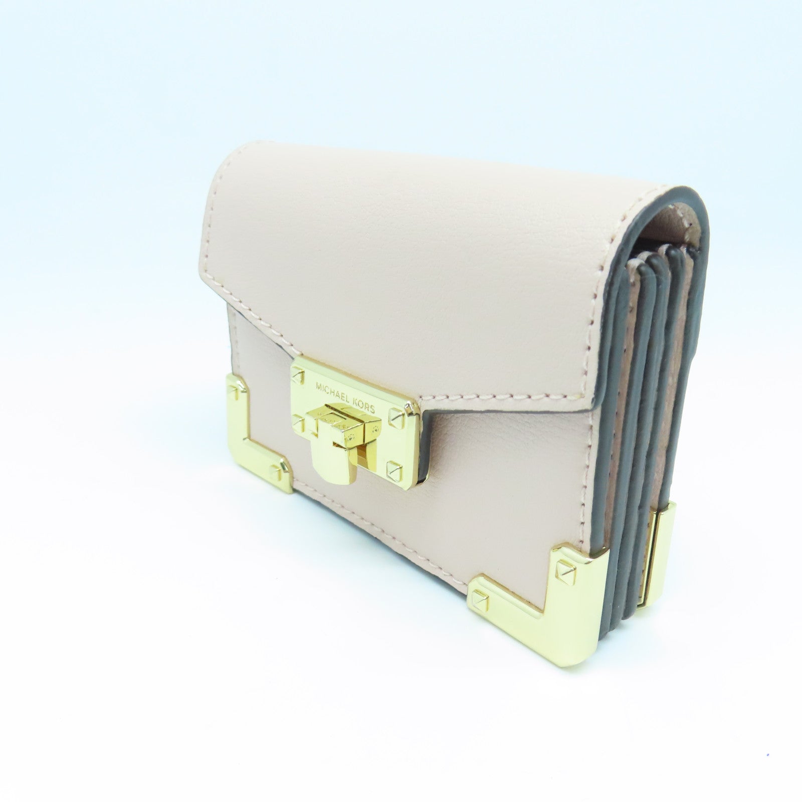 Michael Kors Leather Card Case Gold Buckle Pink