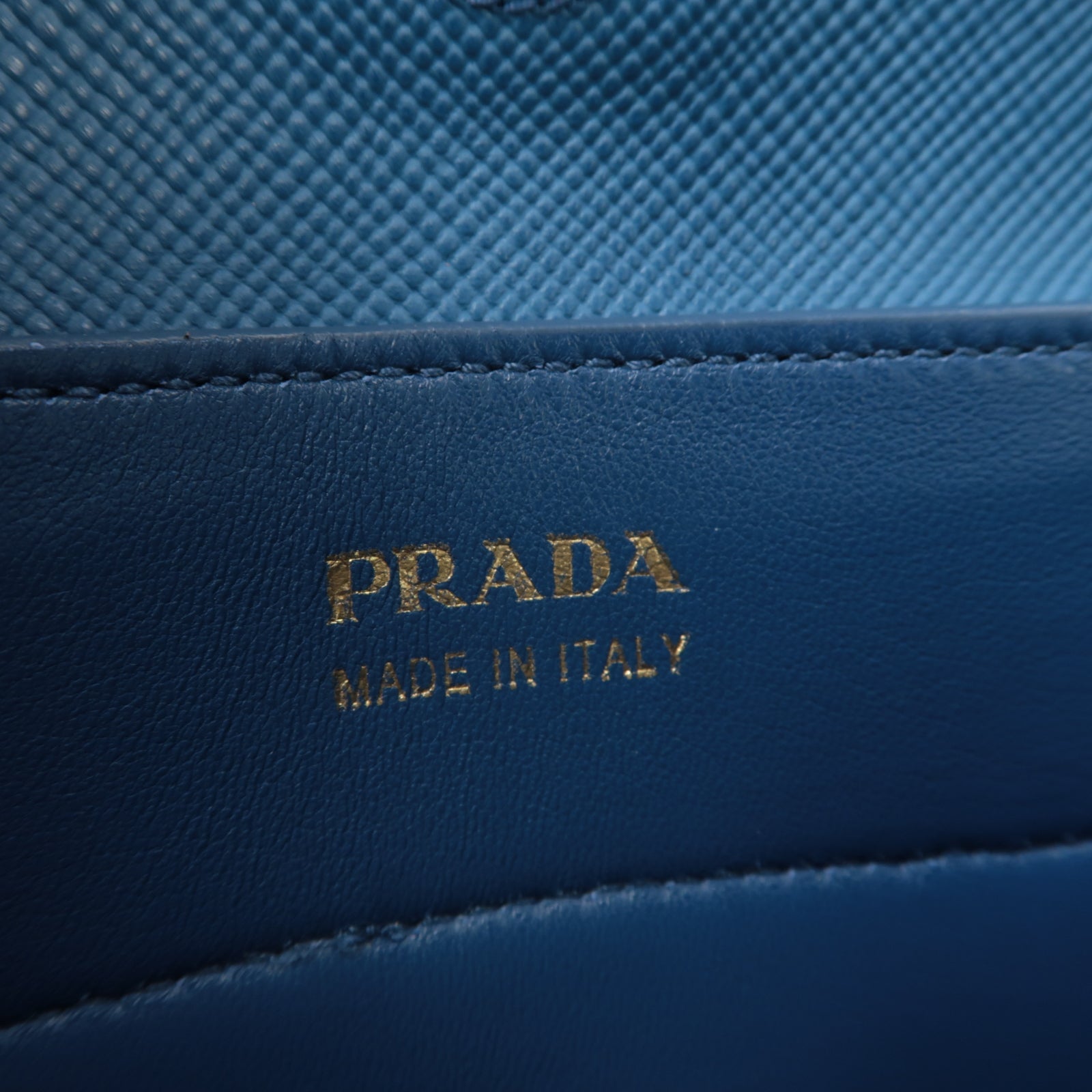 PRADA 帆布/牛皮皮革2way Shoulder Bag金扣手挽肩背兩用袋藍色/米色