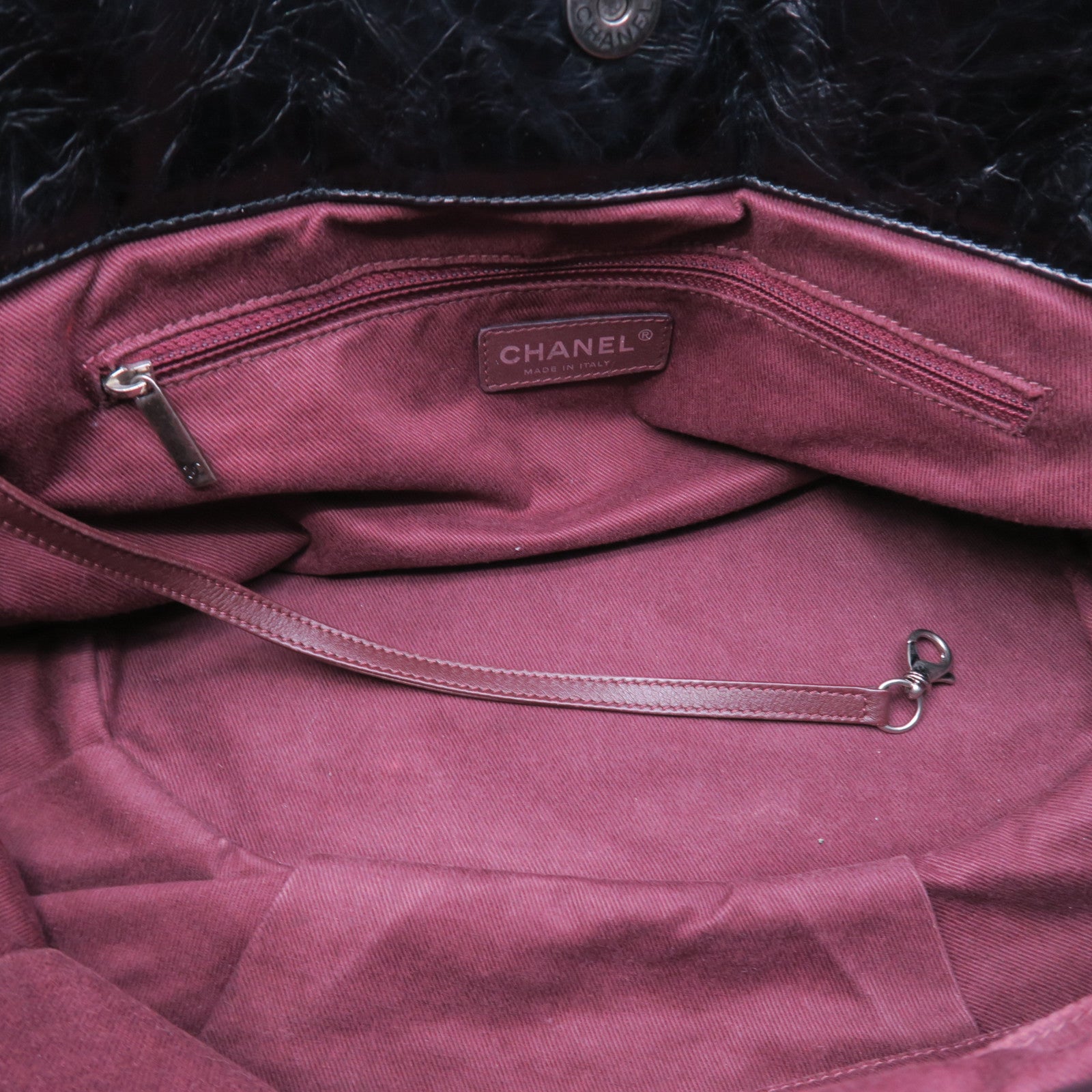 CHANEL 菱格牛皮皮革2 Way Shoulder Bag銀扣鏈帶肩背袋黑色/灰色