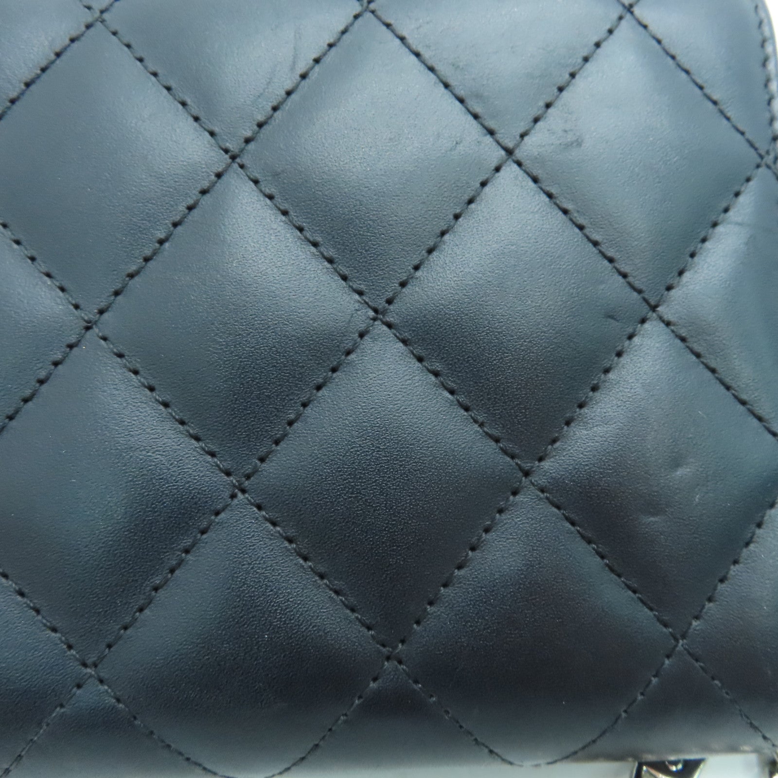CHANEL 菱格牛皮皮革Cambon Line银扣长钱包黑色