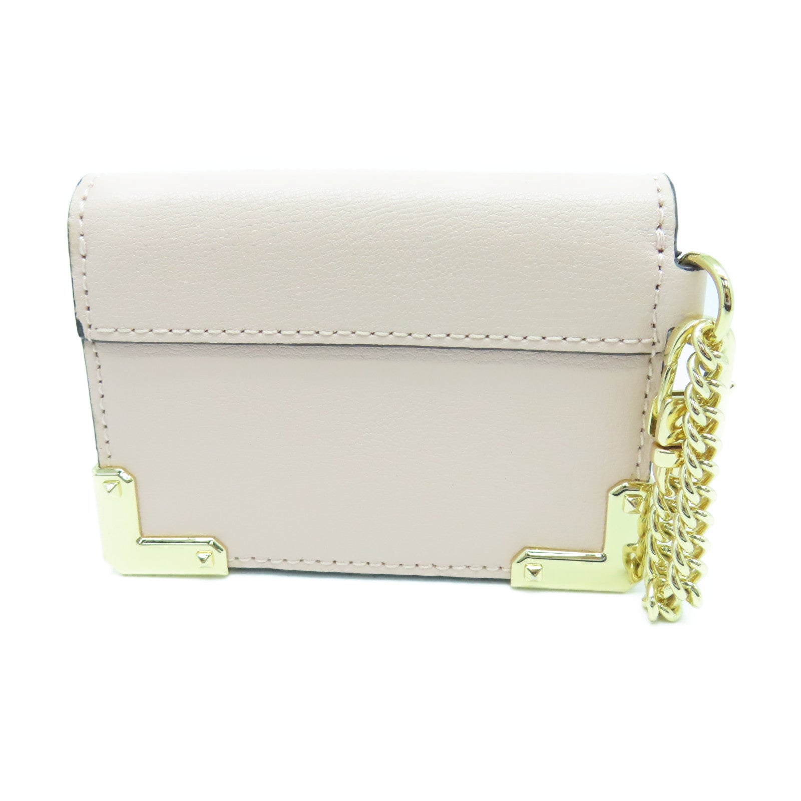 Michael Kors Leather Card Case Gold Buckle Pink