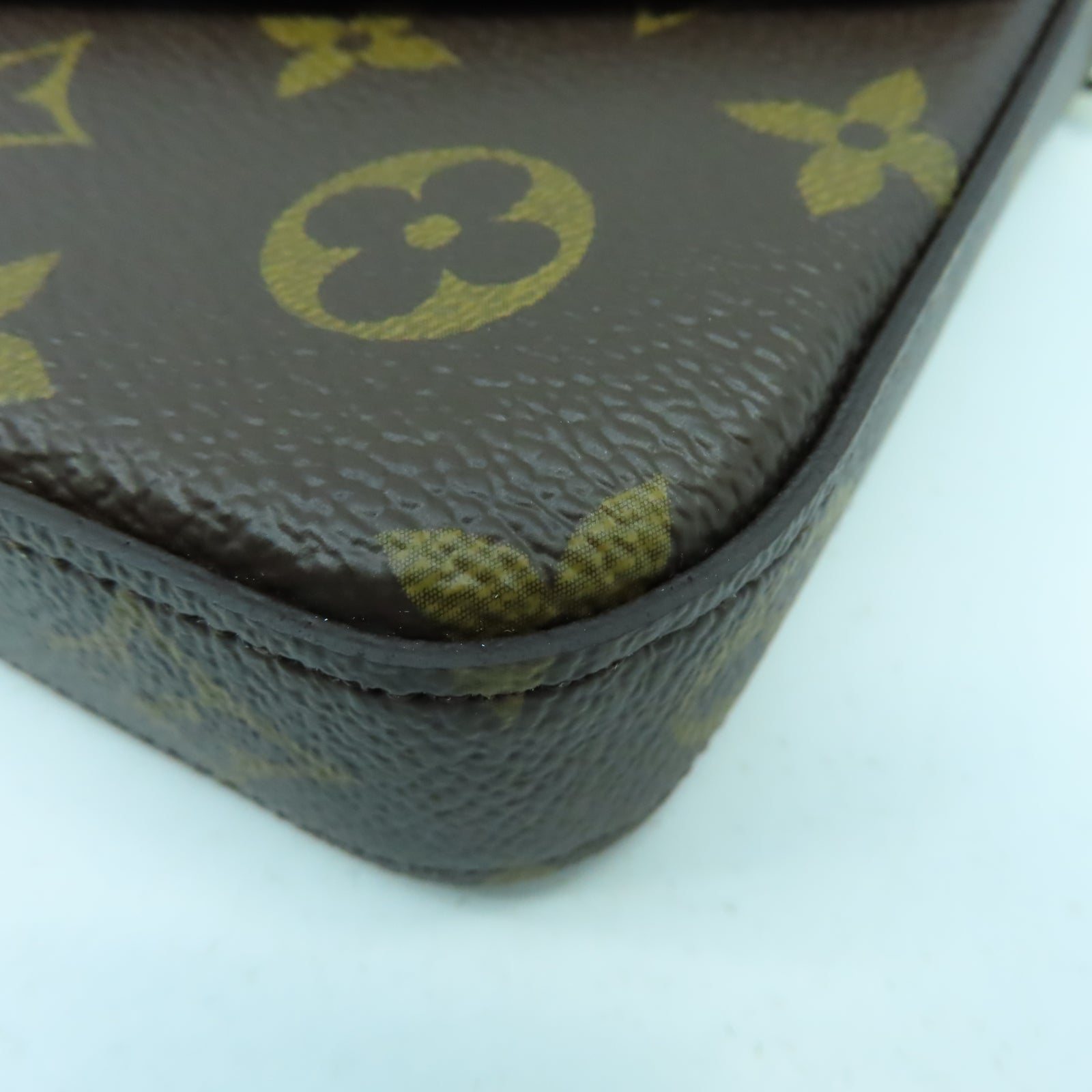 LOUIS VUITTON Monogram Felicie Pochette金扣鏈帶肩背袋啡色