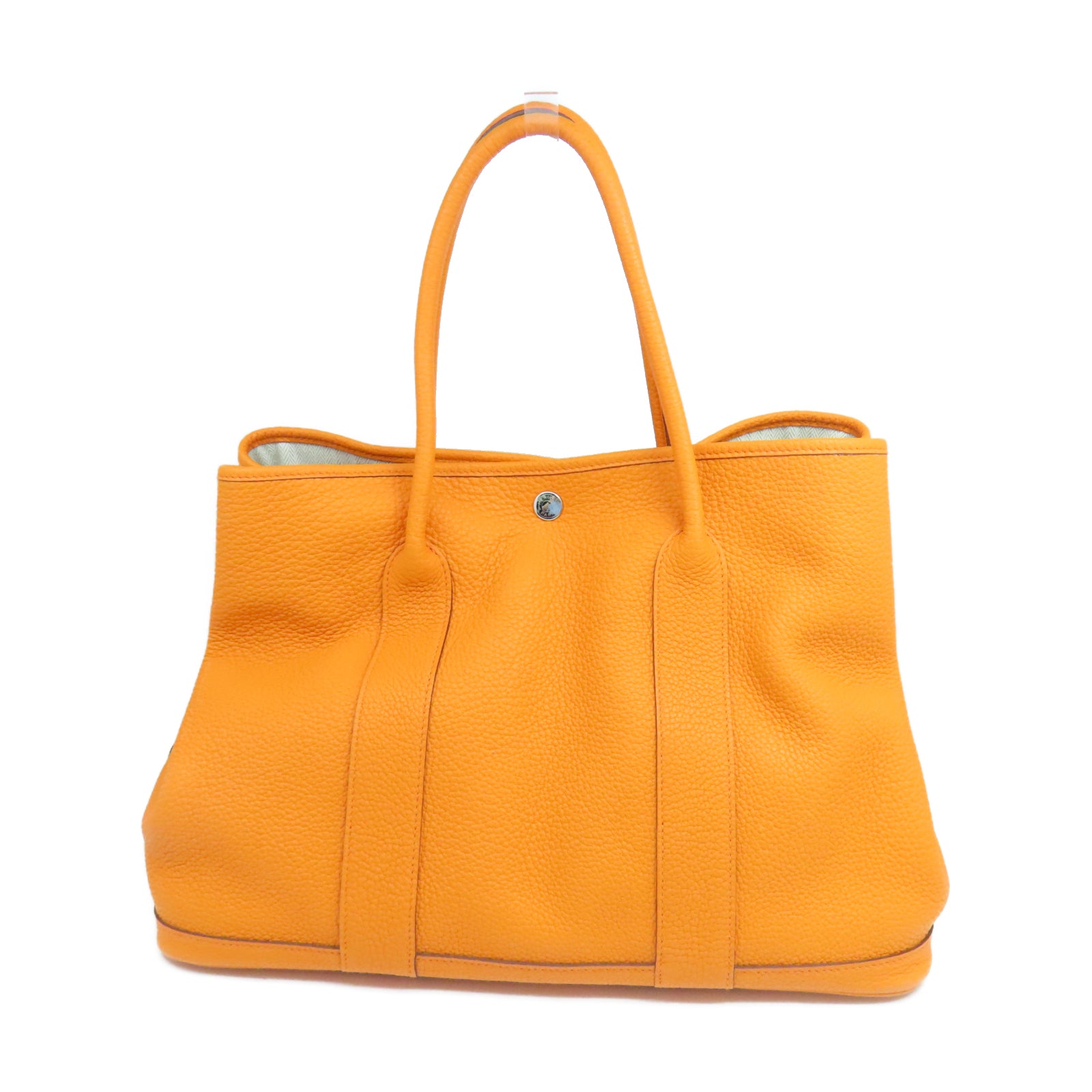 HERMES 【激減優惠】Negonda皮革GardenParty PM銀扣手挽袋橙色