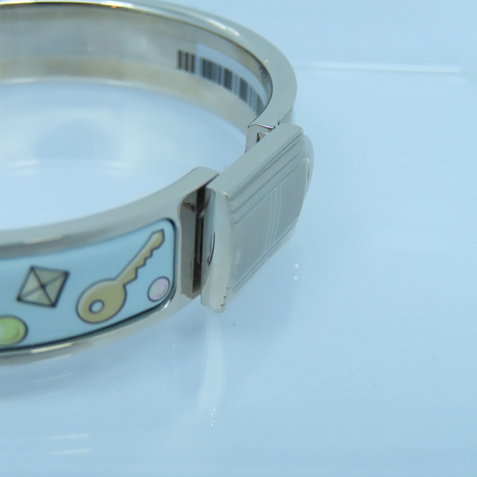 HERMES 琺瑯/金屬Bangle手鐲淺藍色/銀色/彩色